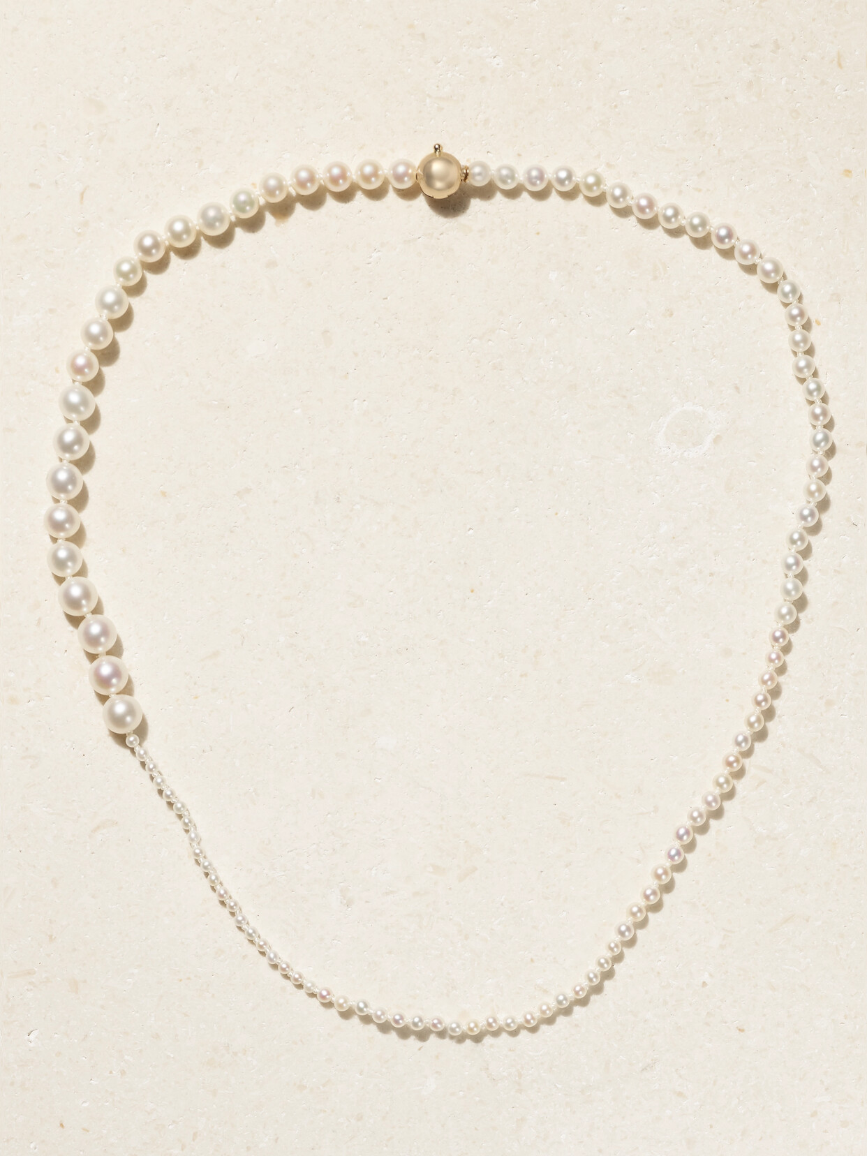 Shop Sophie Bille Brahe Petite Peggy 14-karat Gold Pearl Necklace