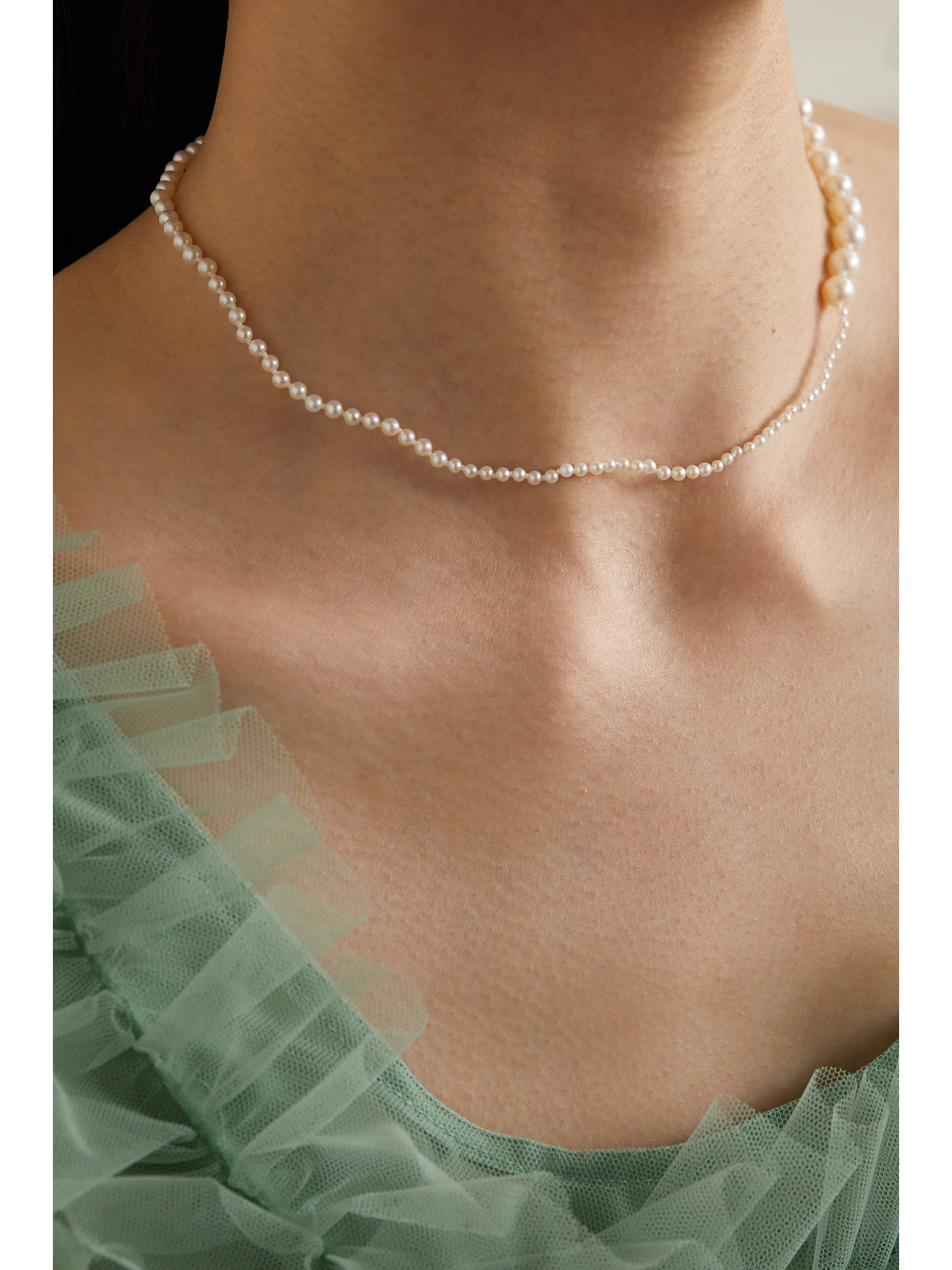 Shop Sophie Bille Brahe Petite Peggy 14-karat Gold Pearl Necklace