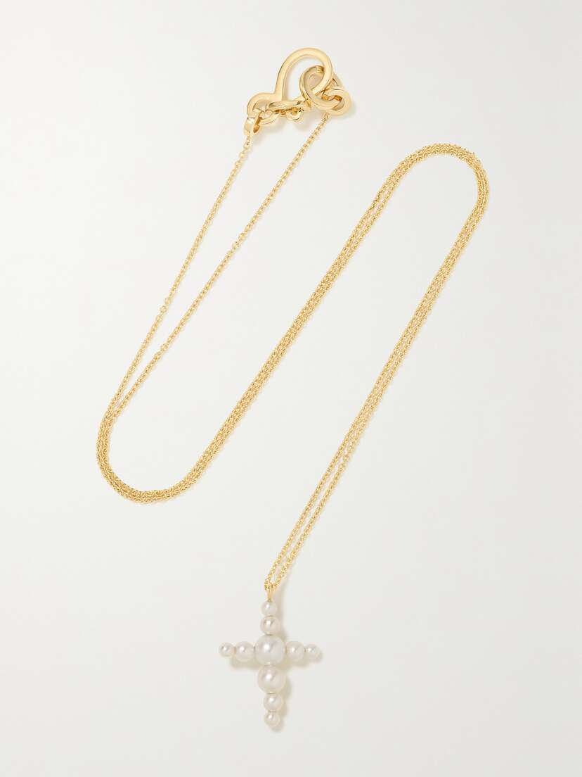 Sophie Bille Brahe Petite Fellini 14-karat Gold Pearl Necklace