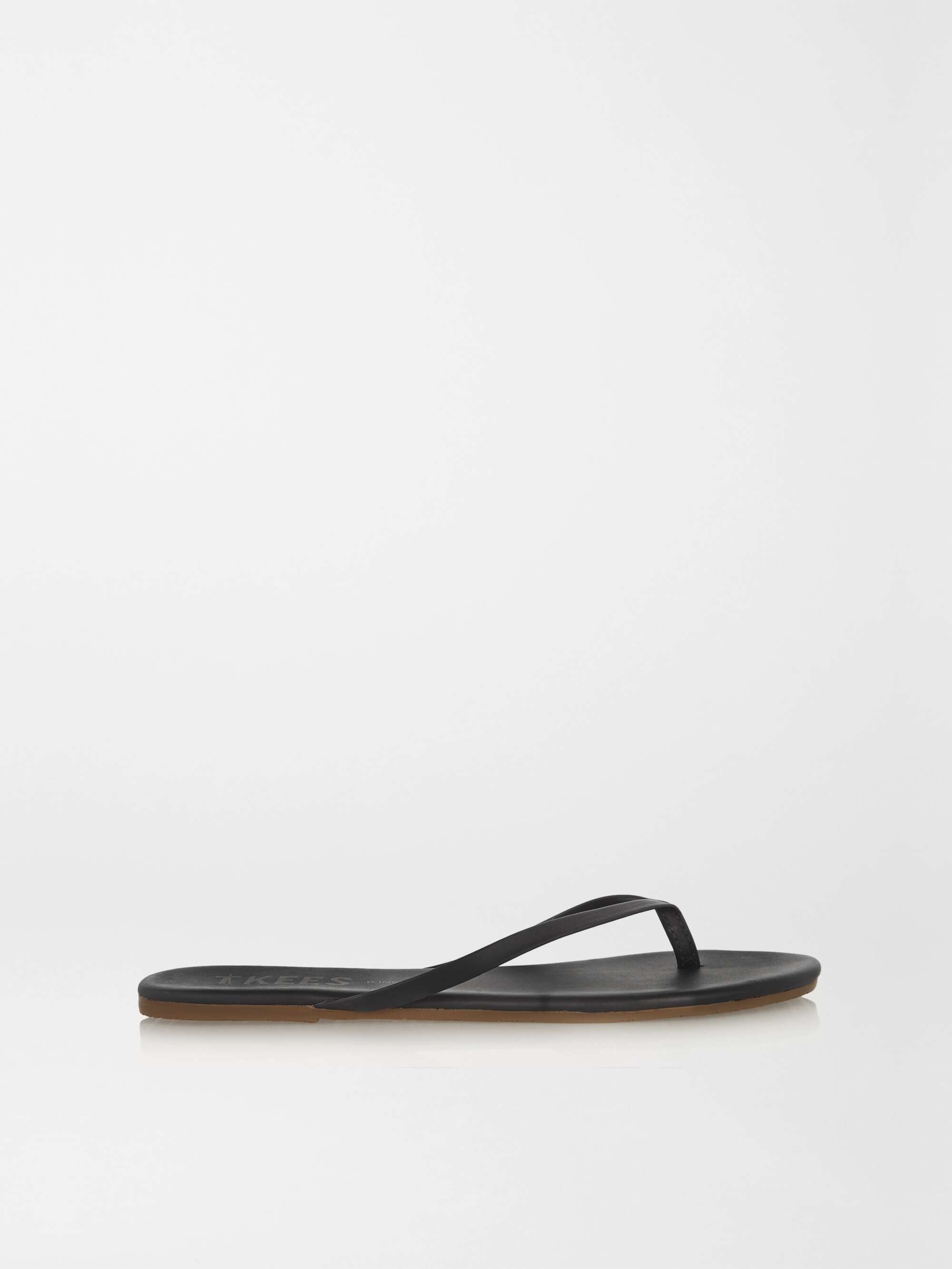 black leather flip flops