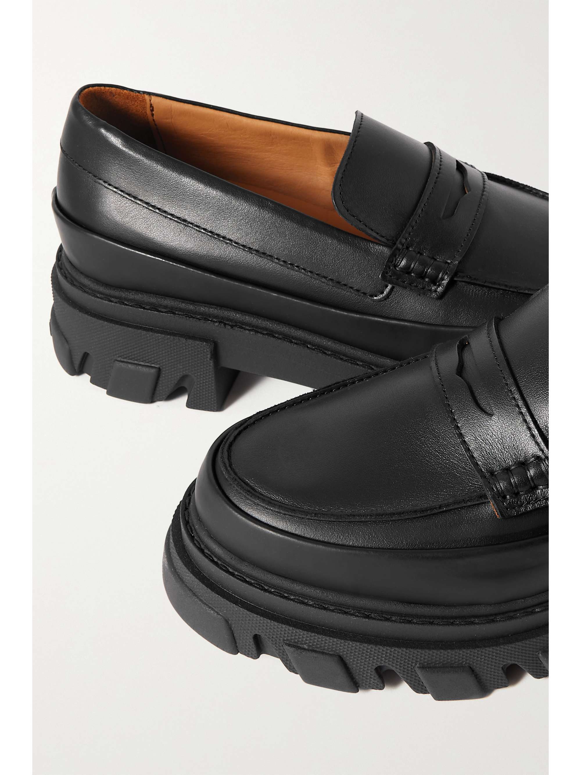 GANNI Rubber-trimmed leather platform loafers | NET-A-PORTER