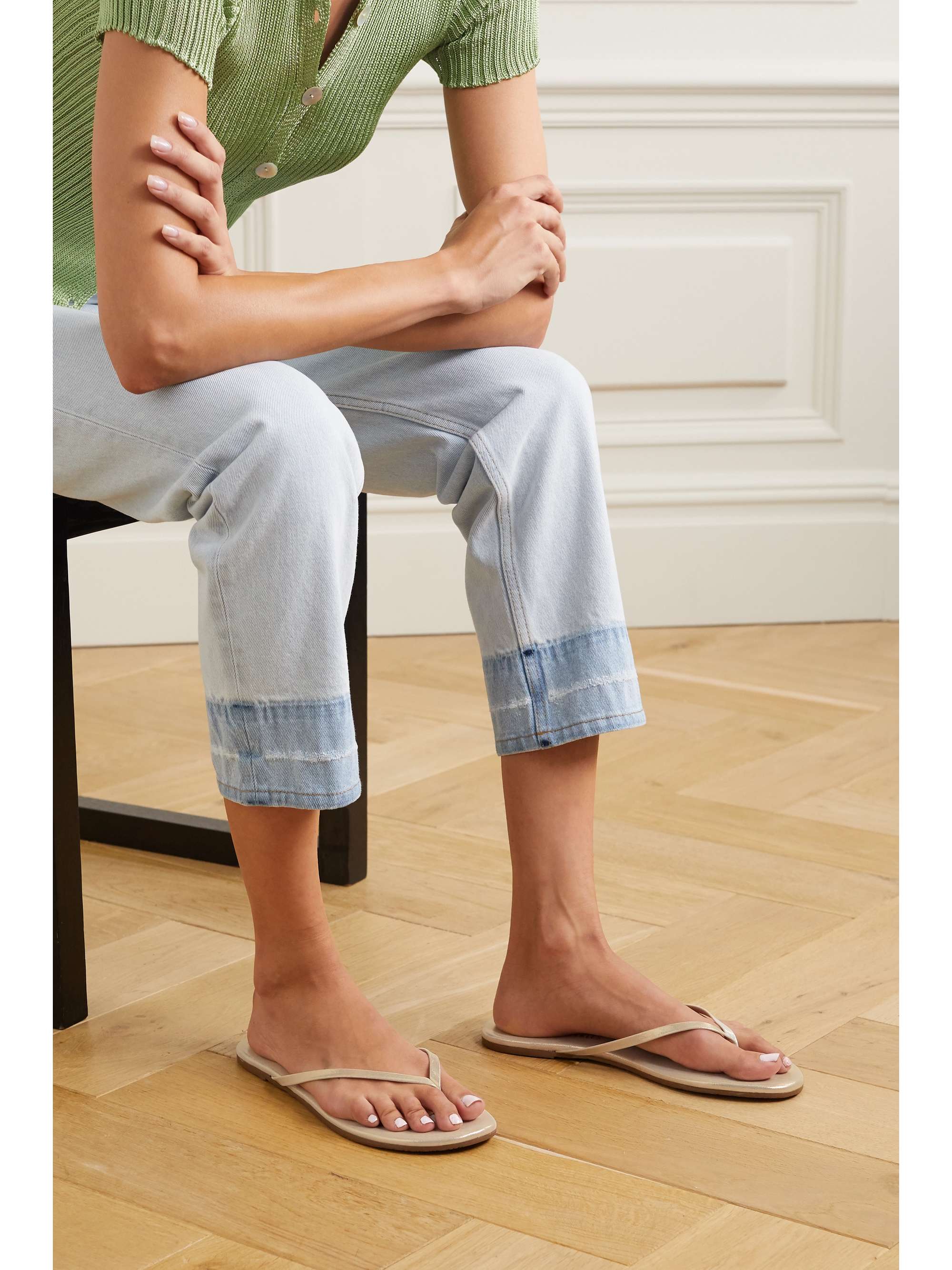 TKEES Glitters metallic suede flip flops