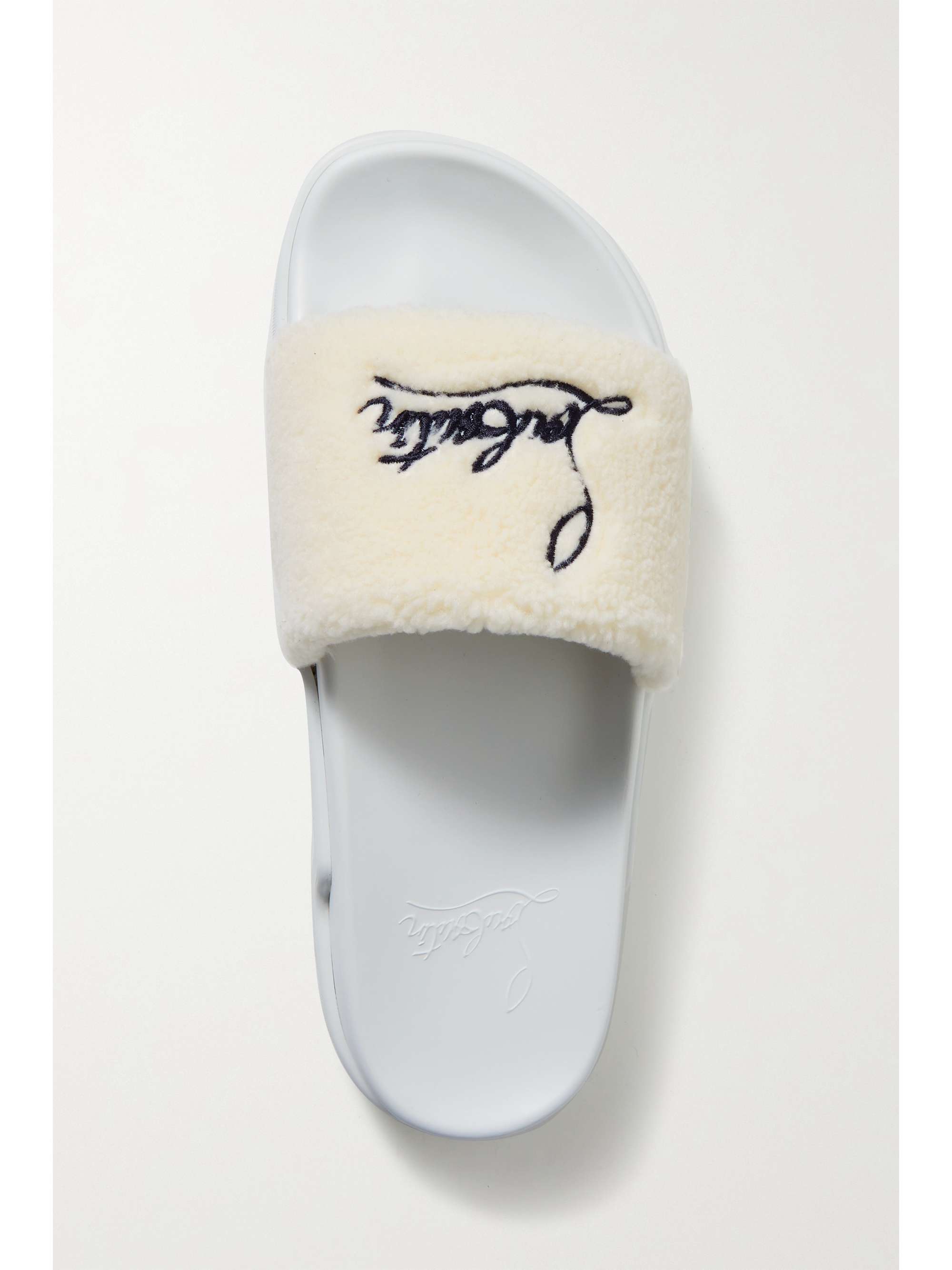 Christian Louboutin - Pool Donna 35 Embroidered Faux Shearling Slides - White - IT41.5 - Net A Porter