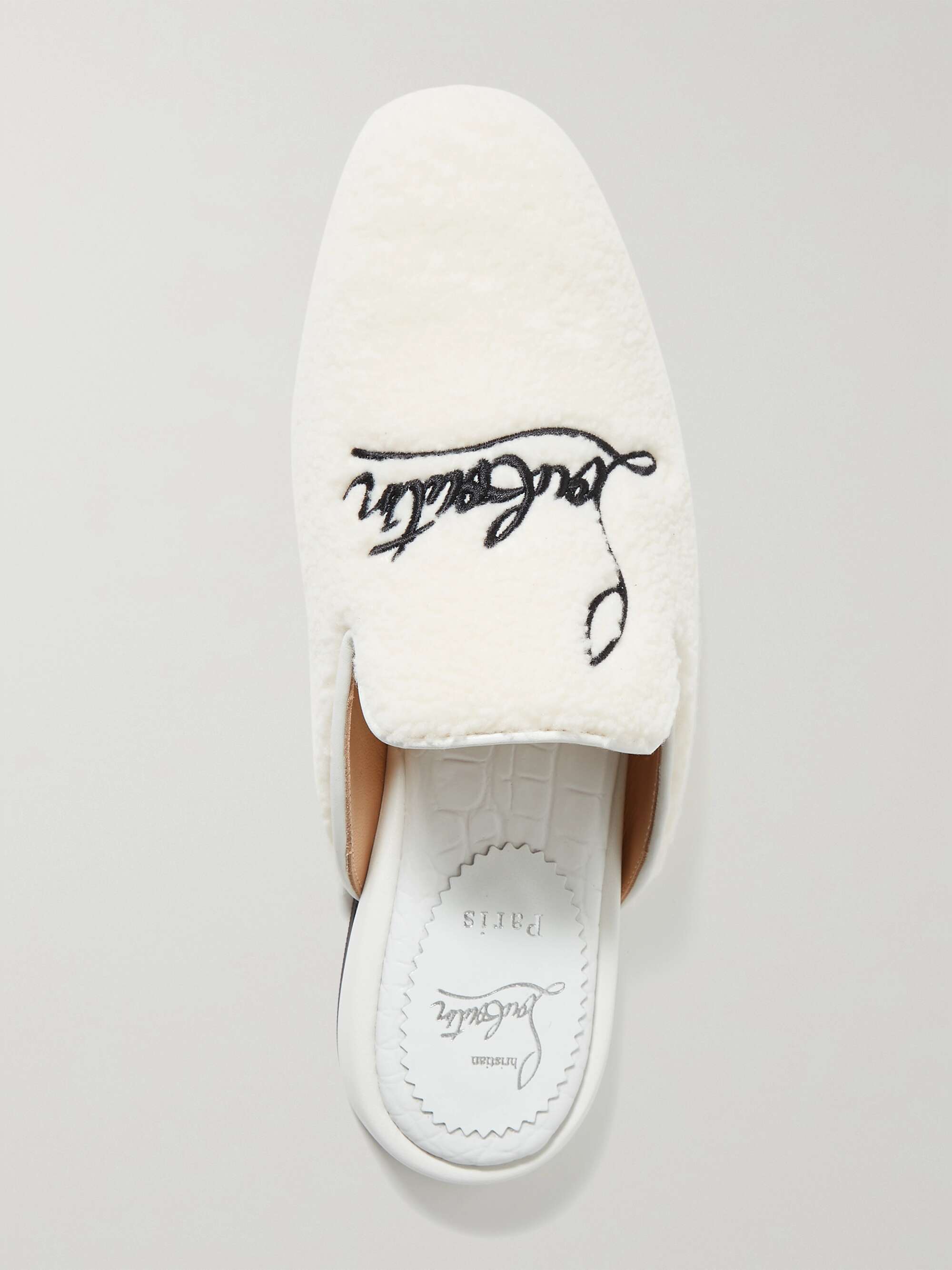 Navy Coolito Donna logo-embroidered faux shearling slippers
