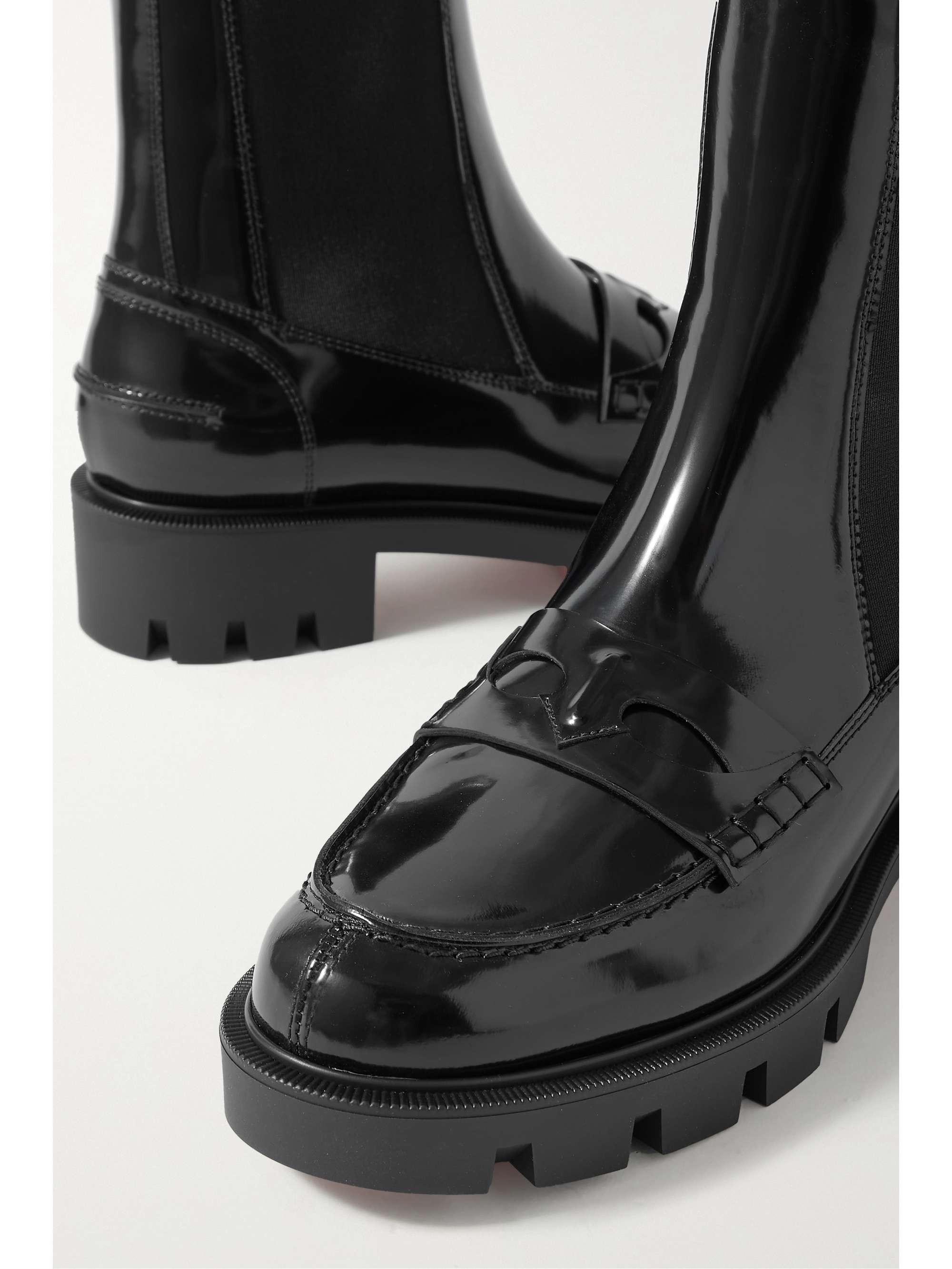 CHRISTIAN LOUBOUTIN Montezu Lug patent-leather Chelsea boots