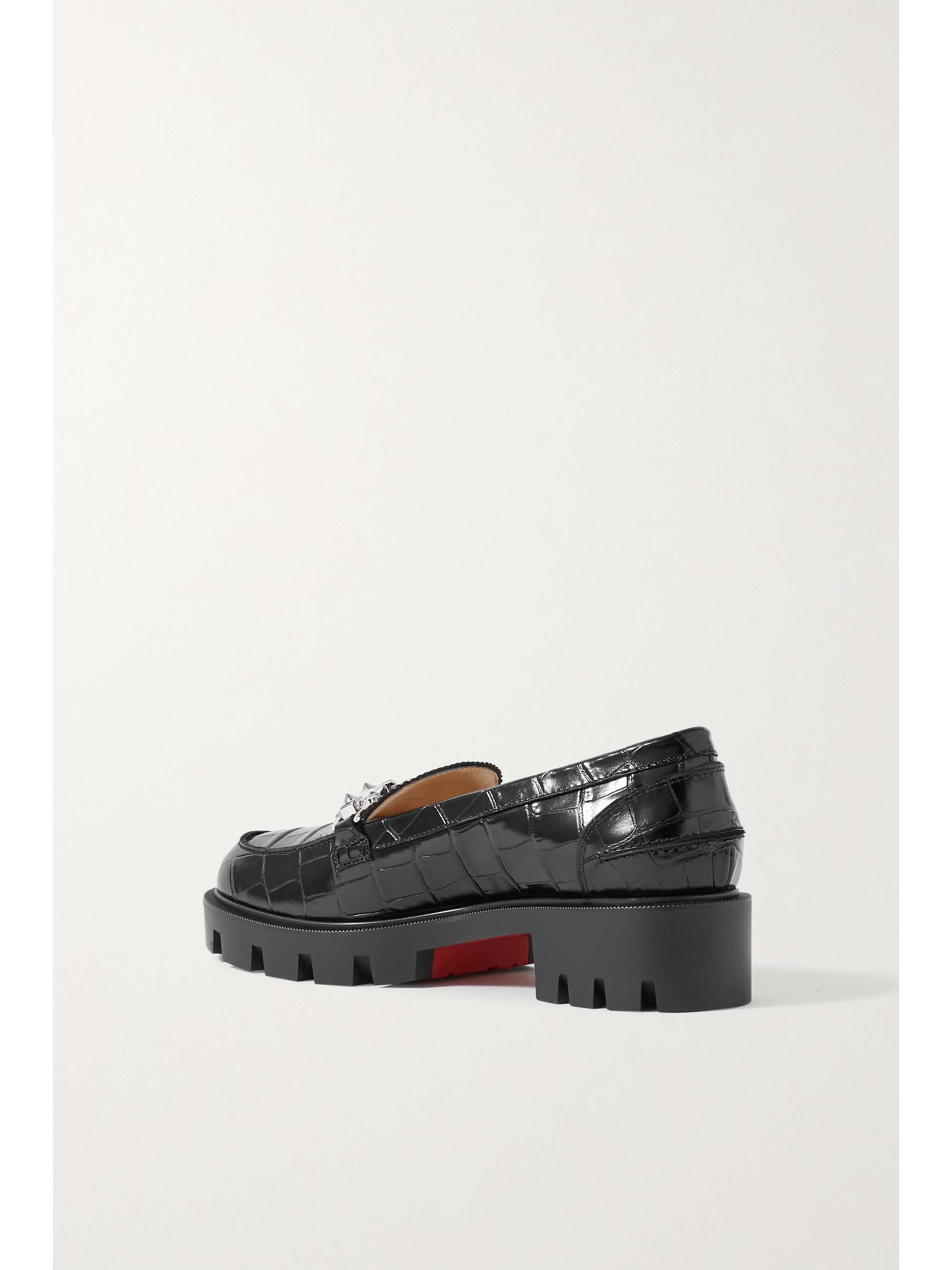 CHRISTIAN LOUBOUTIN Lug Swing embellished croc-effect leather loafers