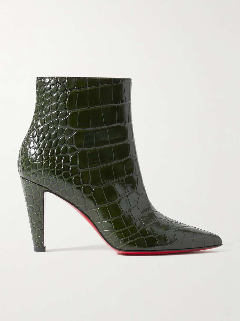 Christian Louboutin Slimini 85 Croc-effect Leather Ankle Boots
