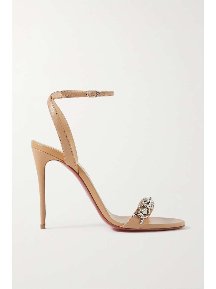 Beige Loubigirl Chain 100 embellished leather sandals | CHRISTIAN LOUBOUTIN | NET-A-PORTER