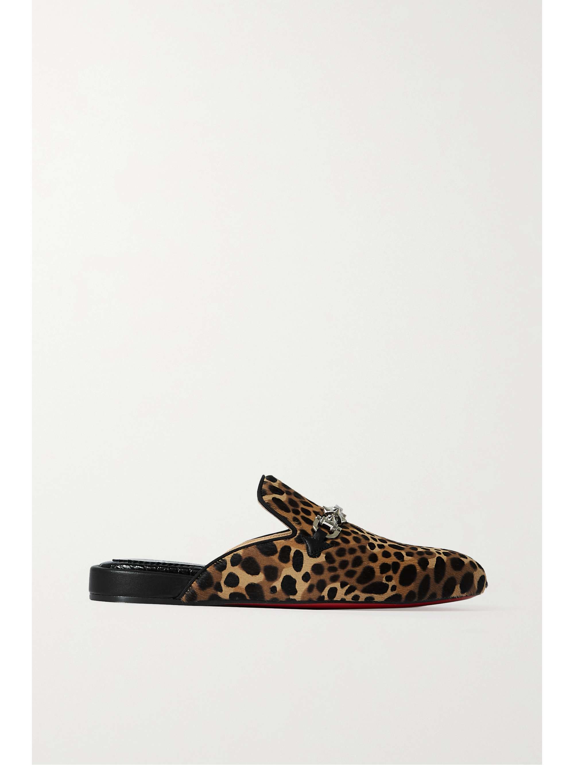 CHRISTIAN LOUBOUTIN Coolito Swing embellished leopard-print calf hair slippers