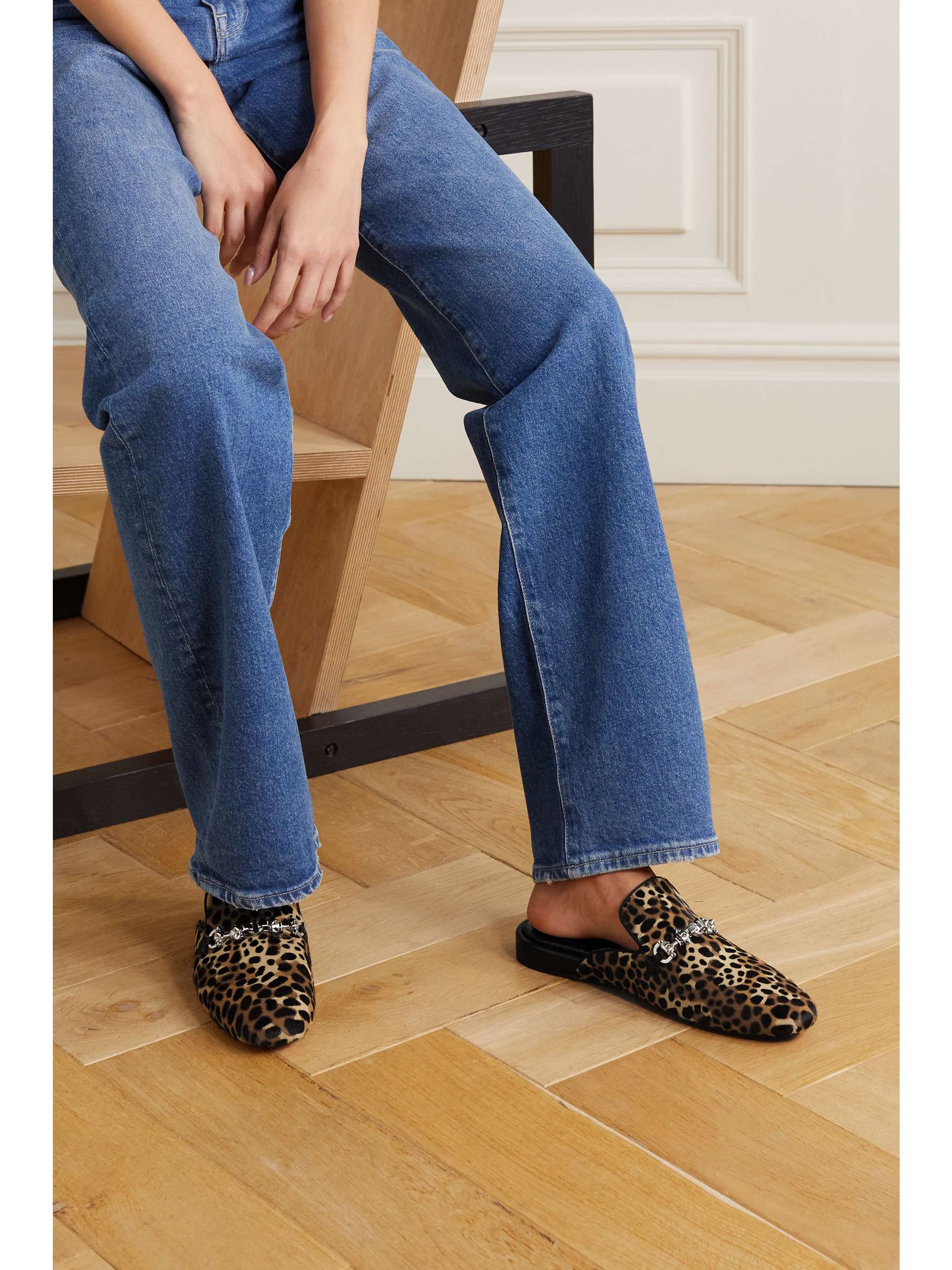 CHRISTIAN LOUBOUTIN Coolito Swing embellished leopard-print calf hair slippers