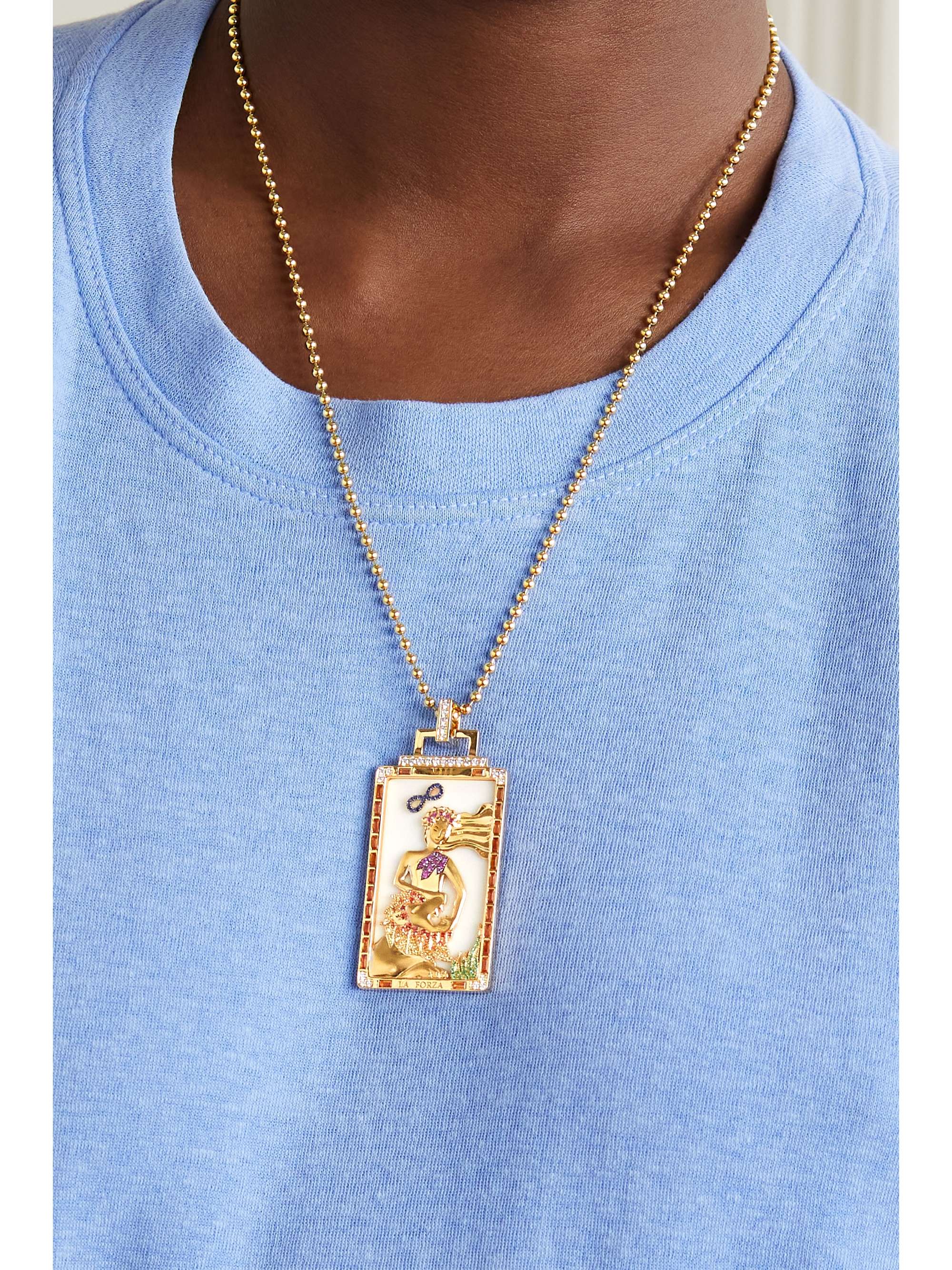 SORELLINA Tarot 18-karat gold multi-stone necklace