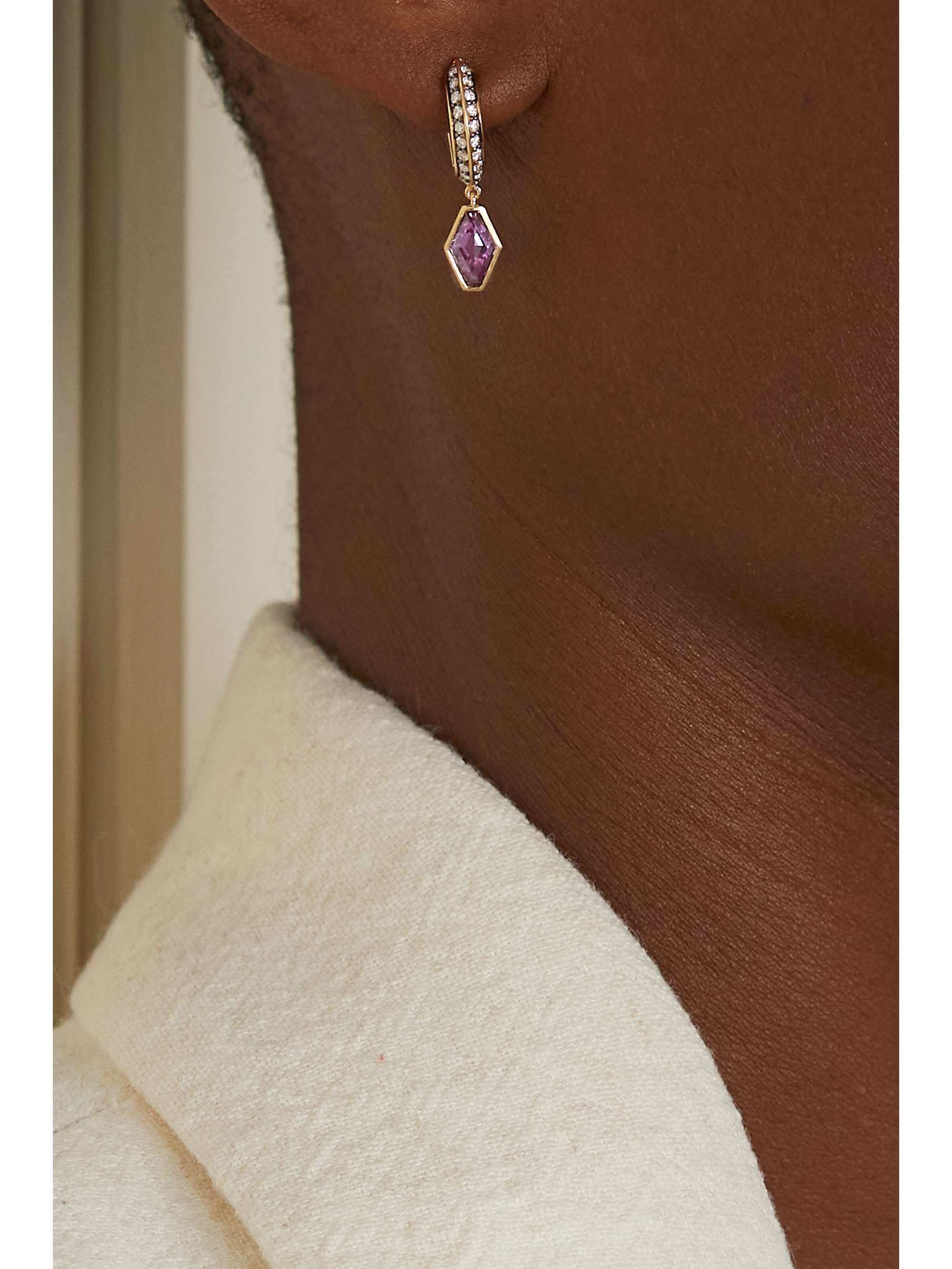 SORELLINA Nomad 18-karat yellow and blackened white gold, garnet and diamond earrings