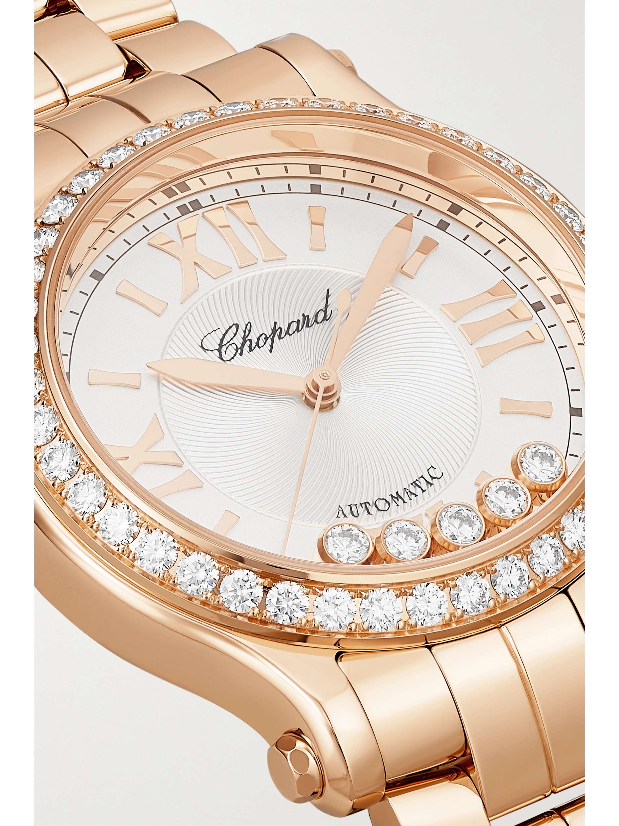 CHOPARD Happy Sport Automatic 33mm 18-karat rose gold and diamond watch
