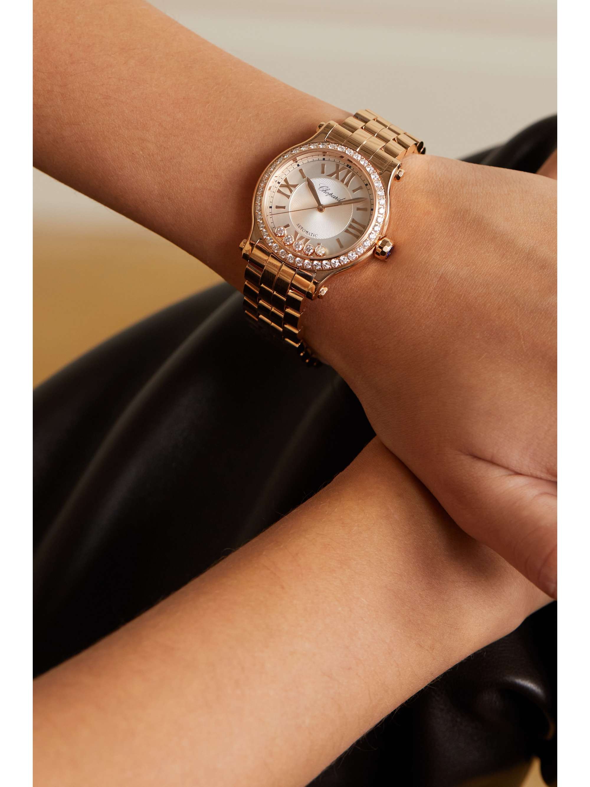 CHOPARD Happy Sport Automatic 33mm 18-karat rose gold and diamond watch
