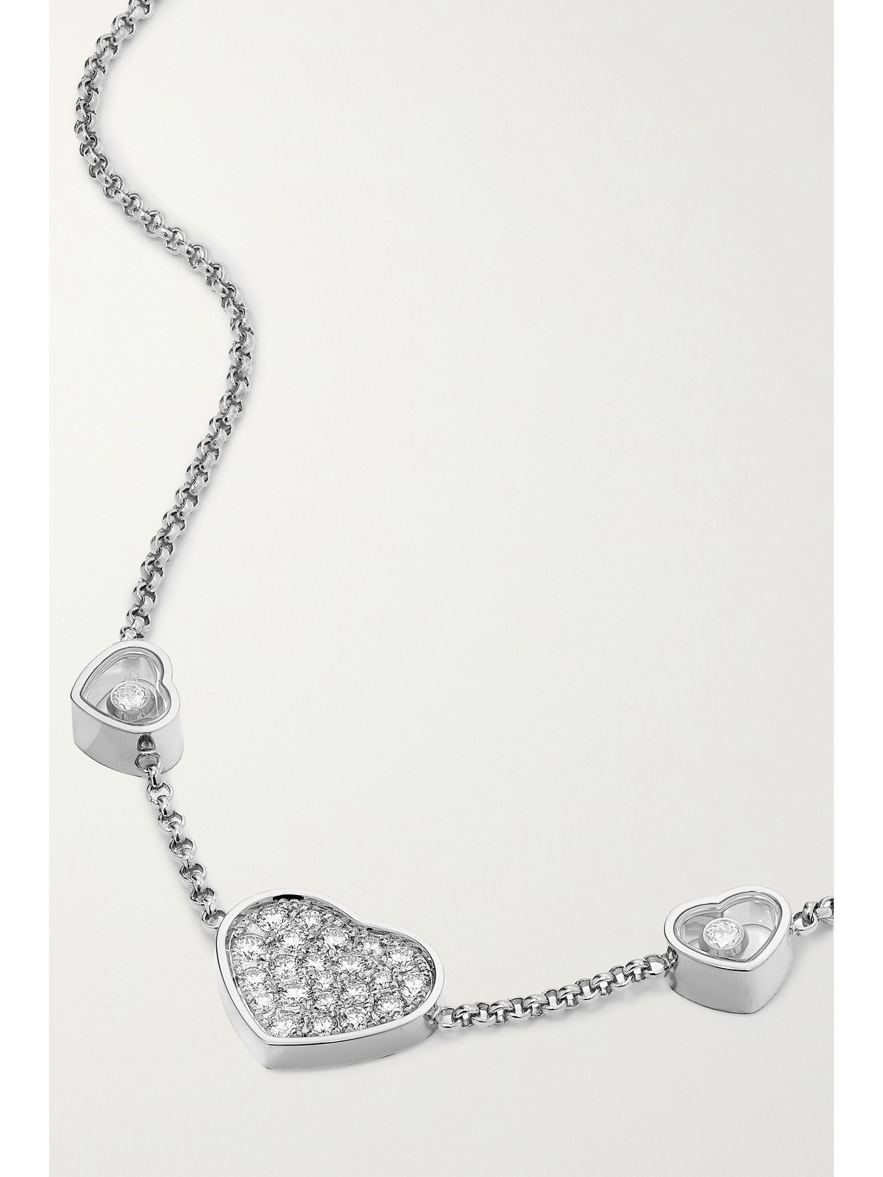 Shop Chopard Happy Hearts 18-karat White Gold Diamond Necklace