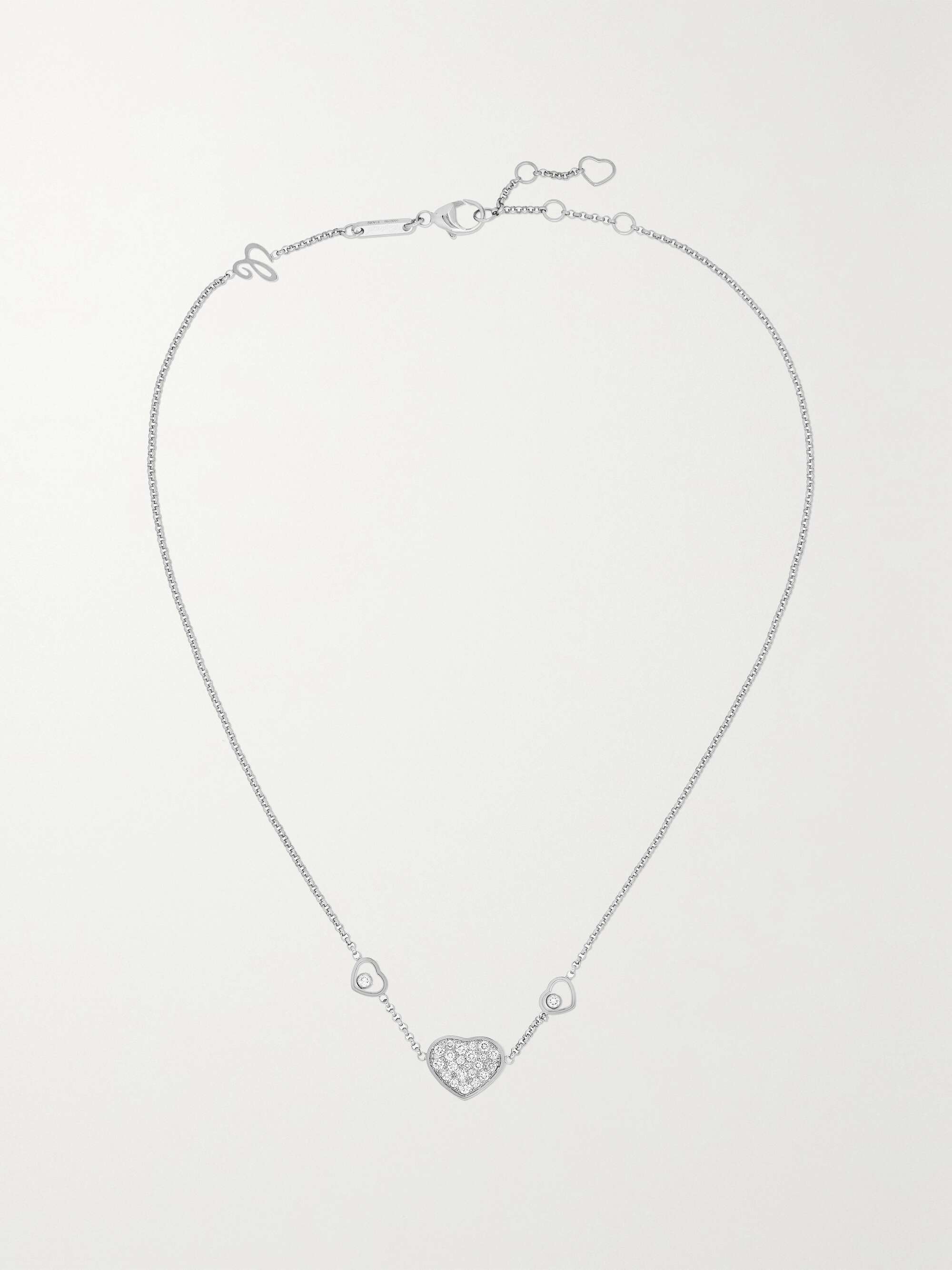 CHOPARD Happy Hearts 18-karat white gold diamond necklace | NET-A-PORTER