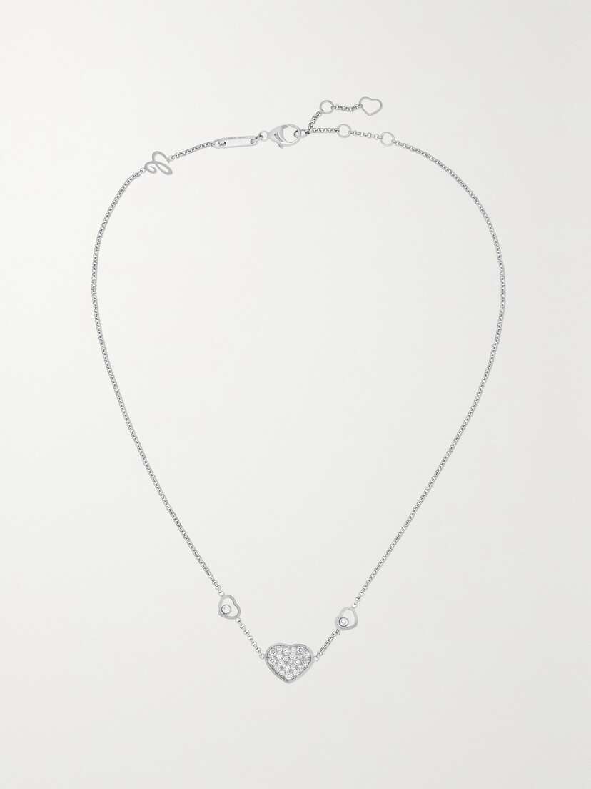 Chopard Happy Hearts 18-karat White Gold Diamond Necklace