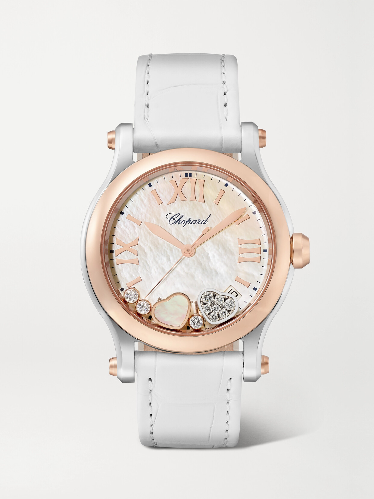 Chopard - Happy Sport 36mm 18-karat Rose Gold, Stainless Steel, Alligator, Mother-of-pearl And Diamond Watch - one size