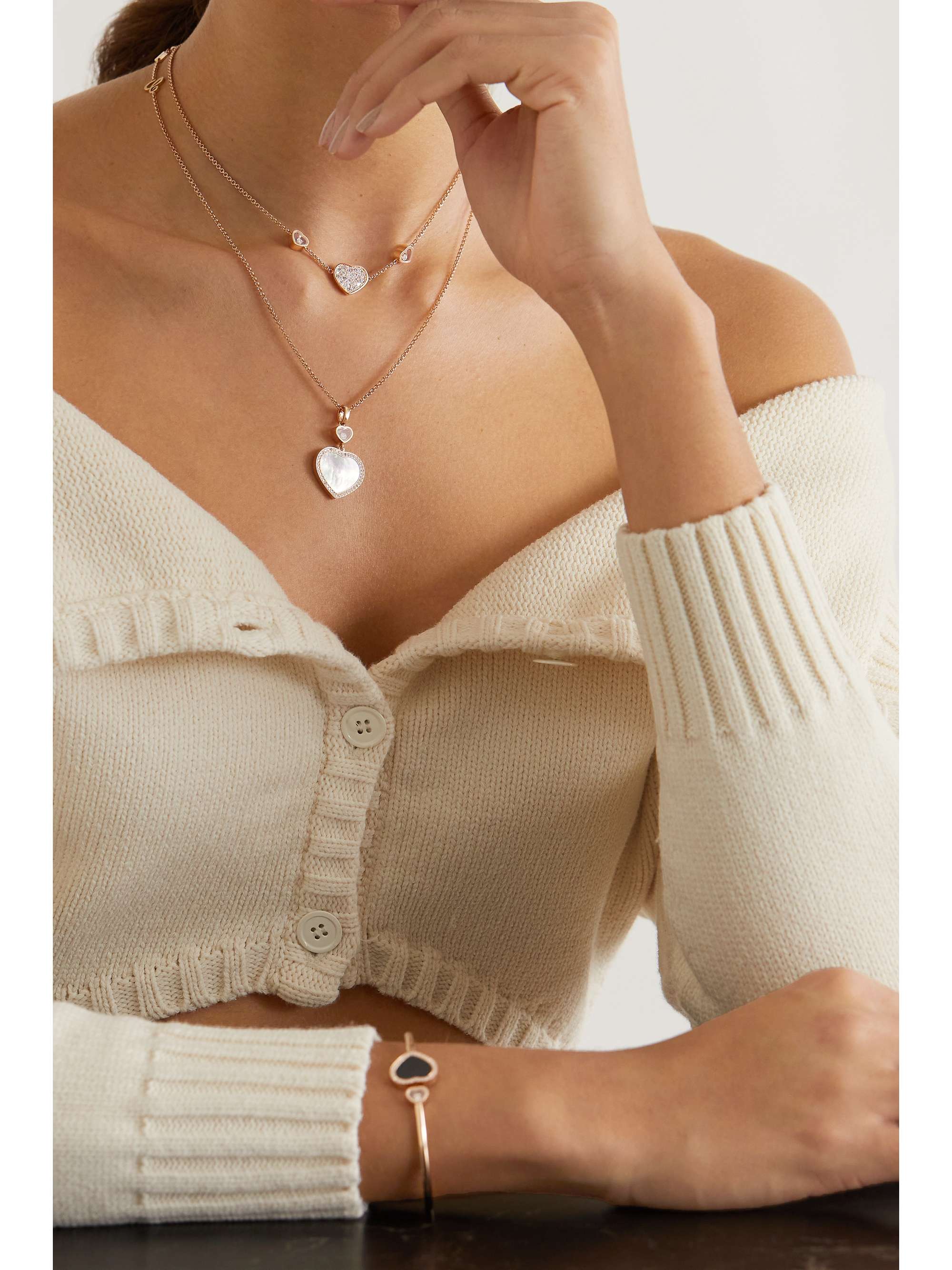 CHOPARD Happy Hearts 18-karat white gold diamond necklace