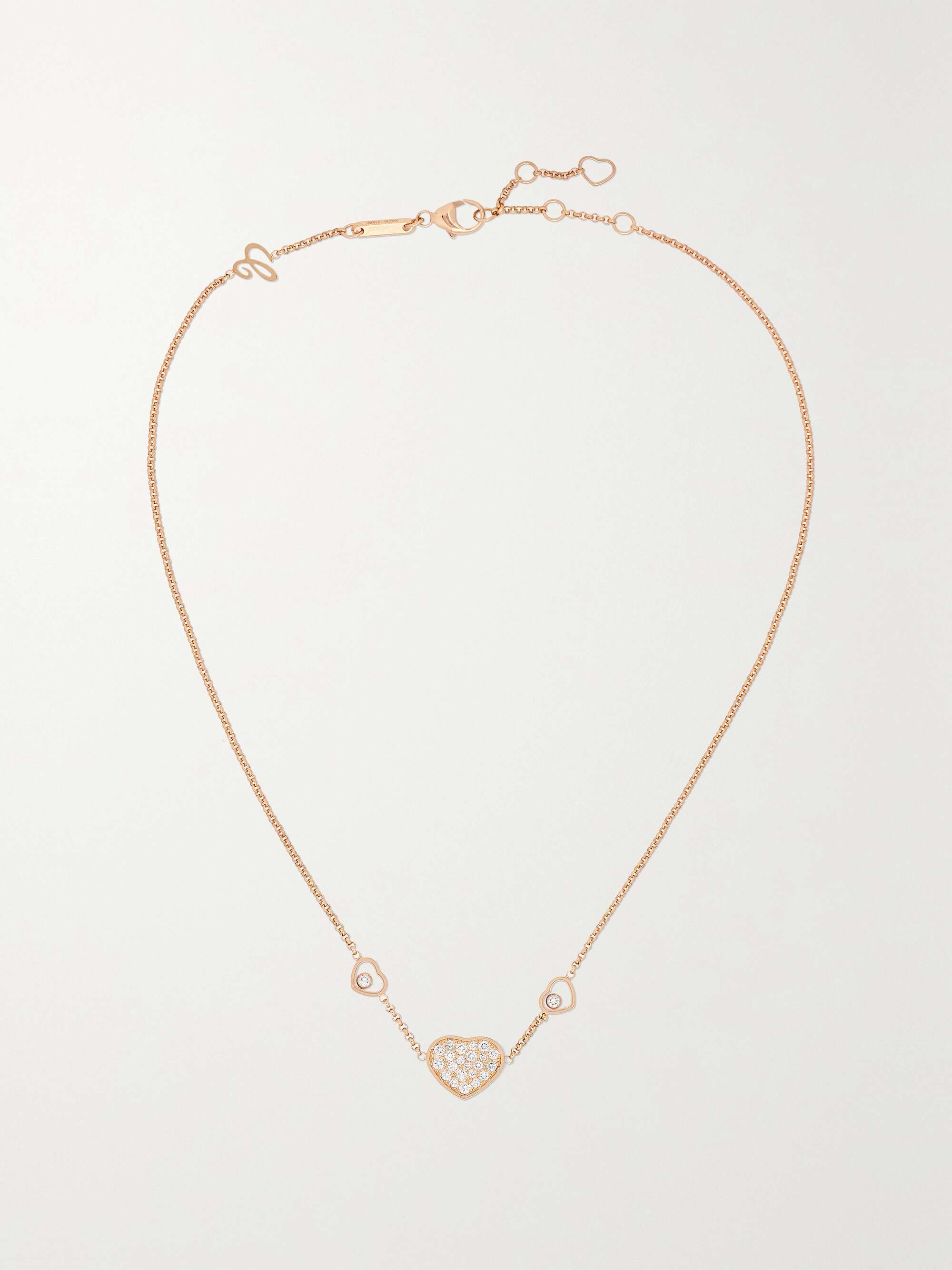 CHOPARD Happy Hearts 18-karat rose gold diamond necklace | NET-A-PORTER