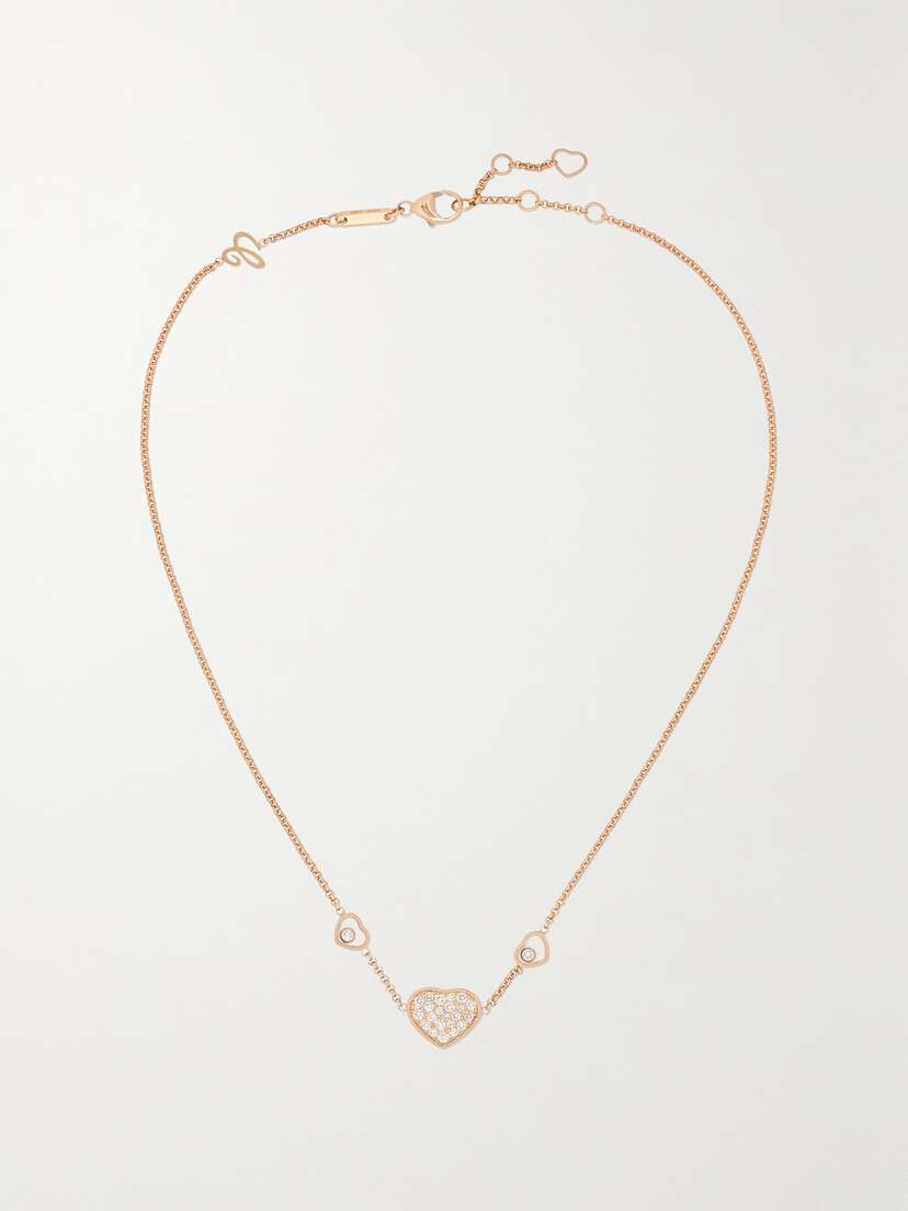 Chopard Happy Hearts 18-karat Rose Gold Diamond Necklace