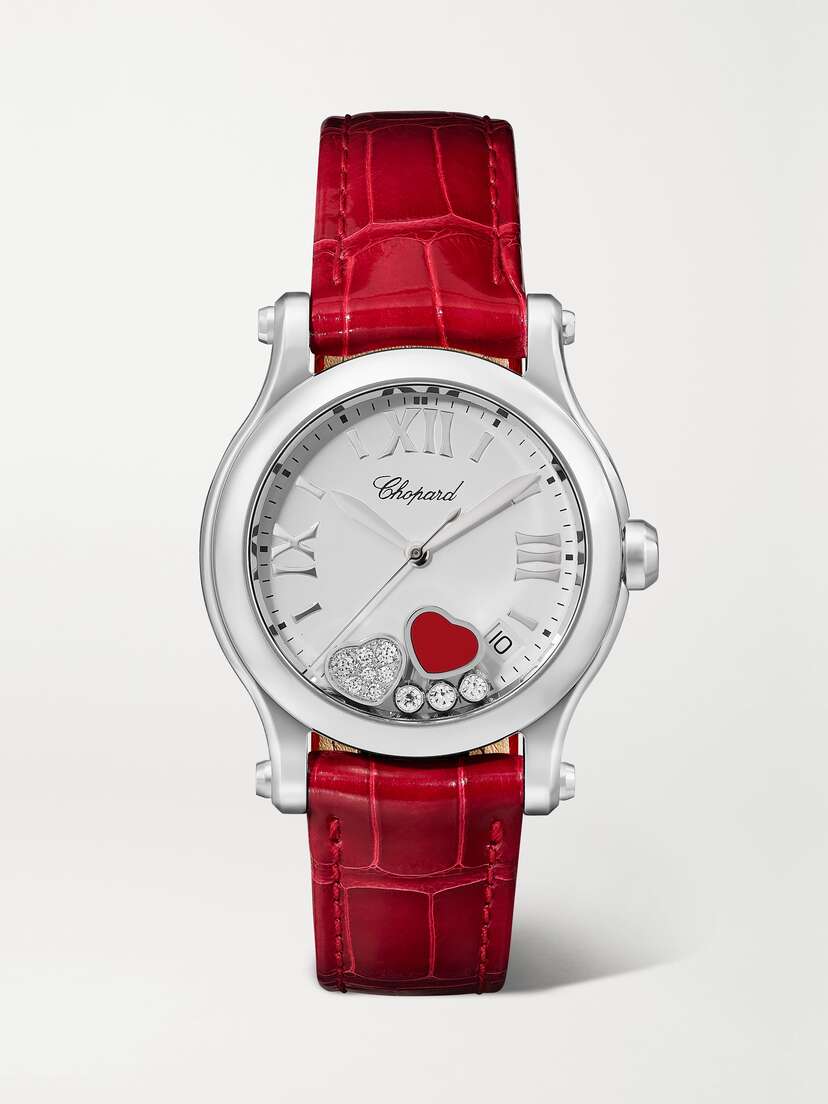 Chopard Happy Sport 36mm Stainless Steel, Alligator, Stone And Diamond Watch - One size