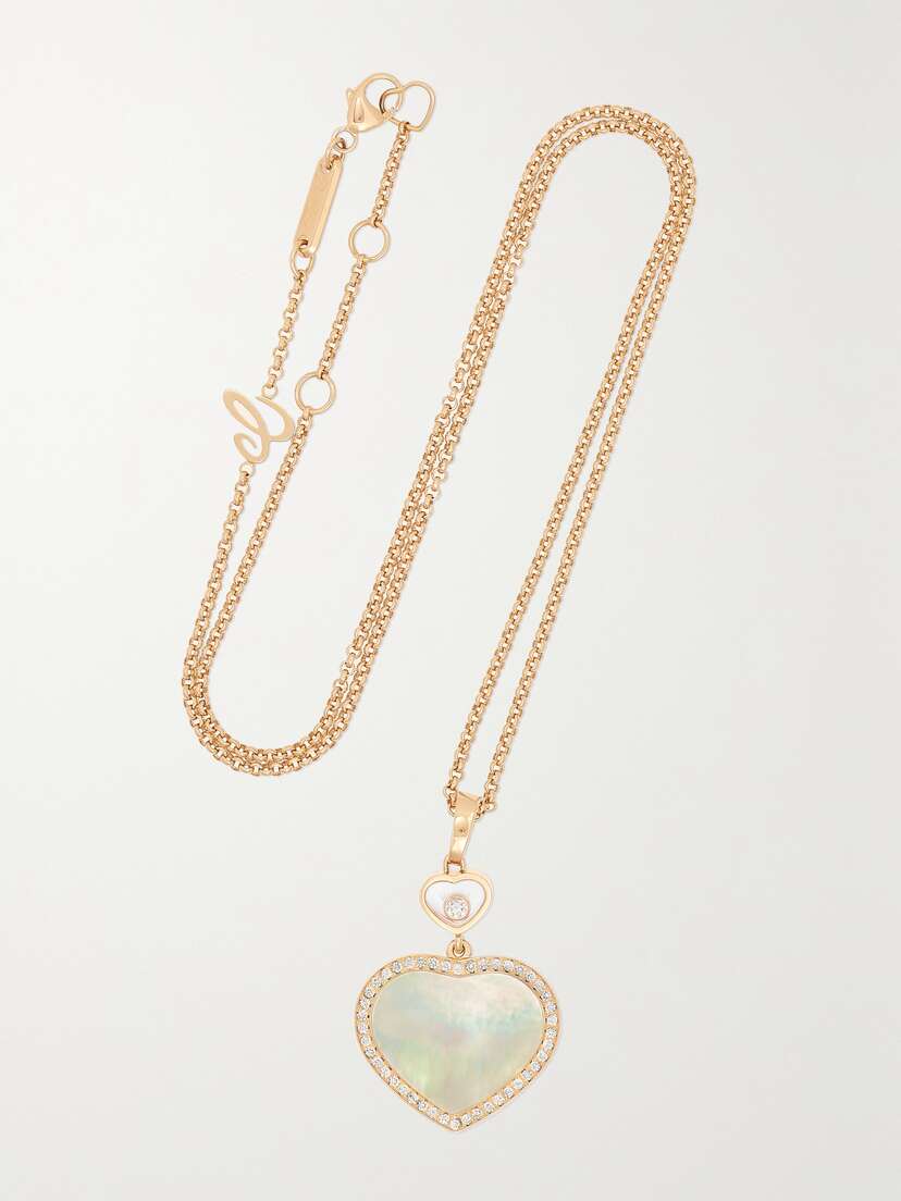 Chopard Happy Hearts 18-karat Rose Gold, Mother-of-pearl And Diamond Necklace