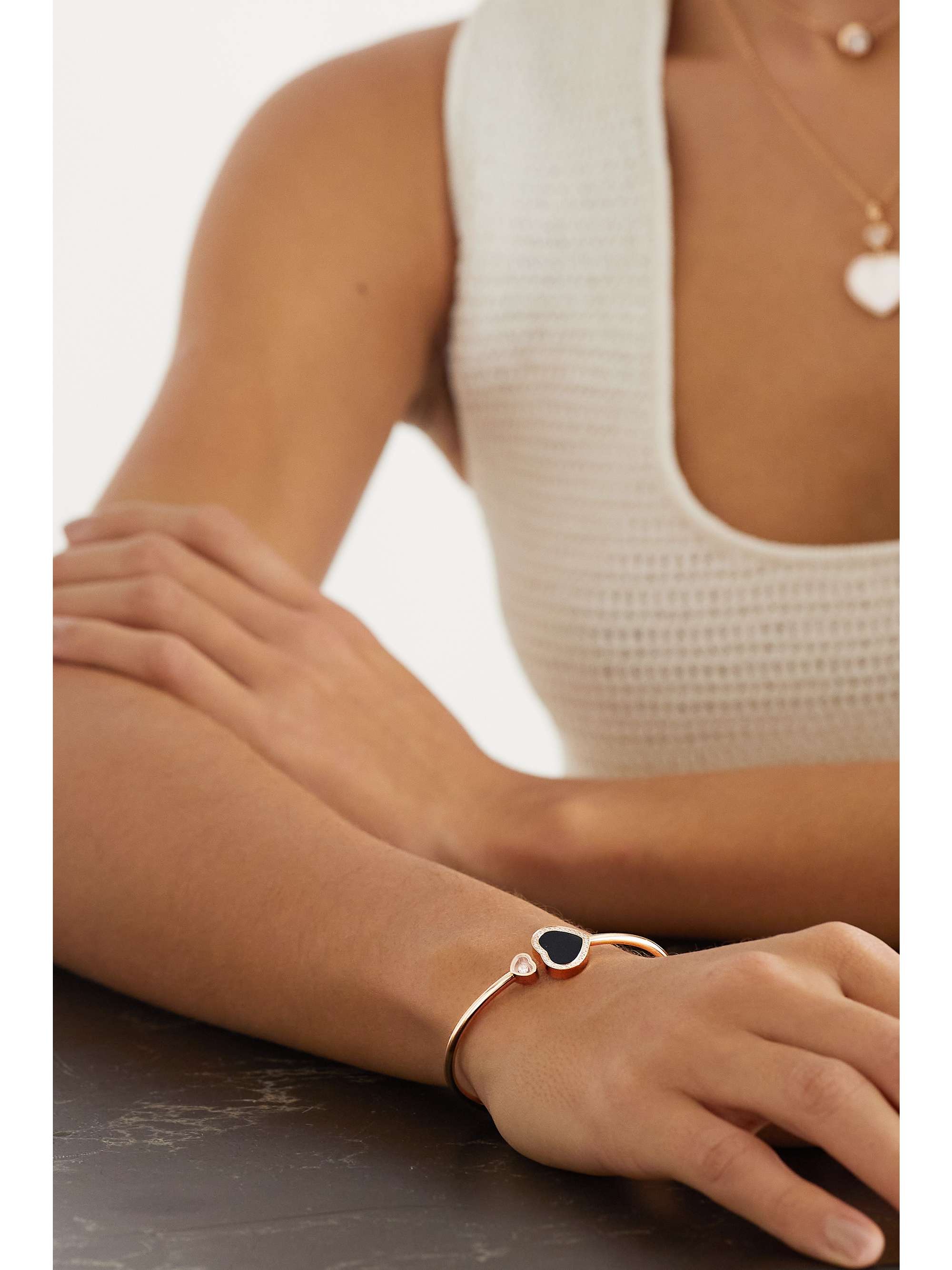 Happy Hearts 18-karat rose gold, onyx and diamond cuff Happy Hearts 18-karat rose gold, onyx and diamond cuff
