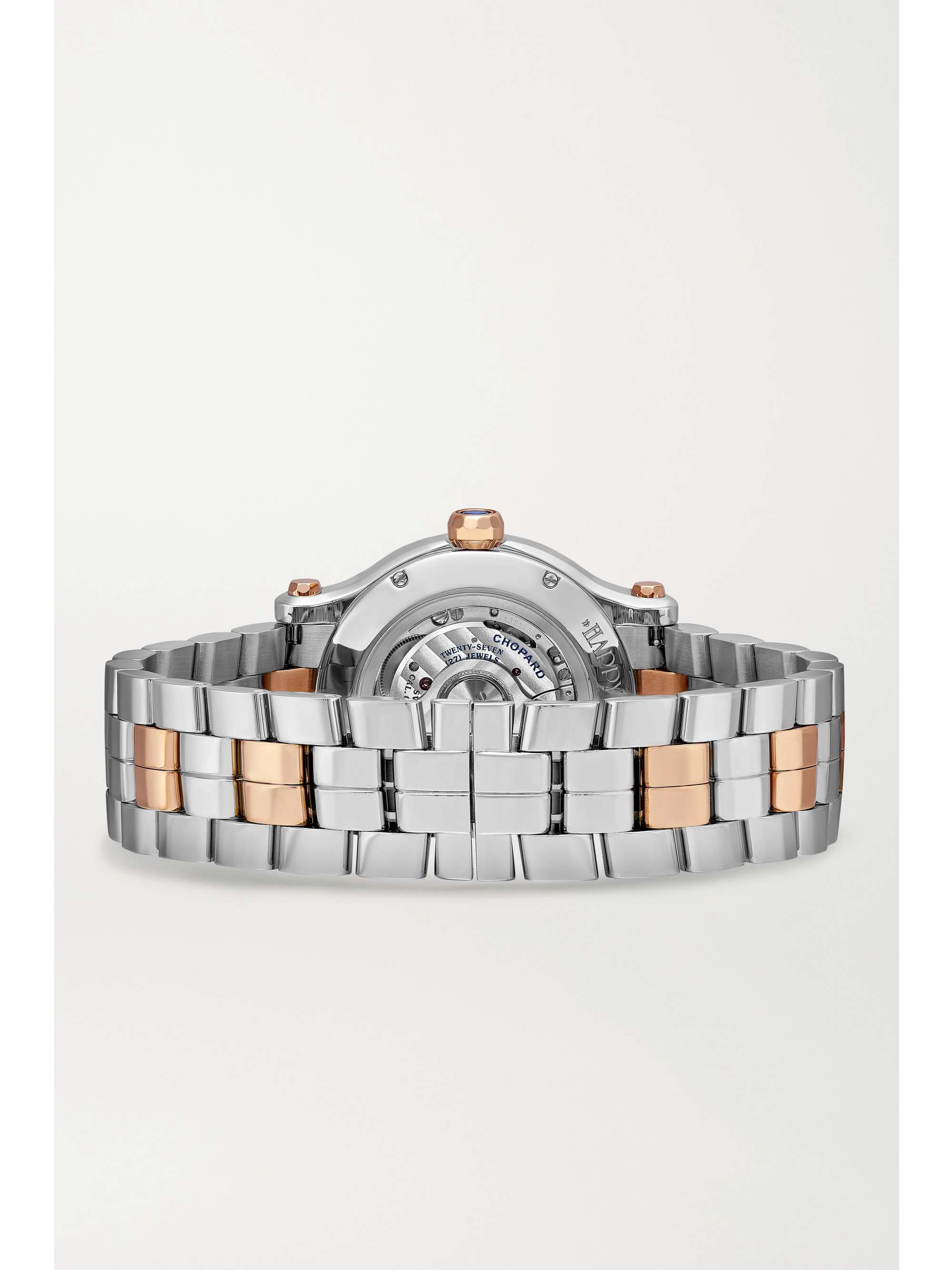 CHOPARD Happy Sport Automatic 33mm 18-karat rose gold, stainless steel and diamond watch