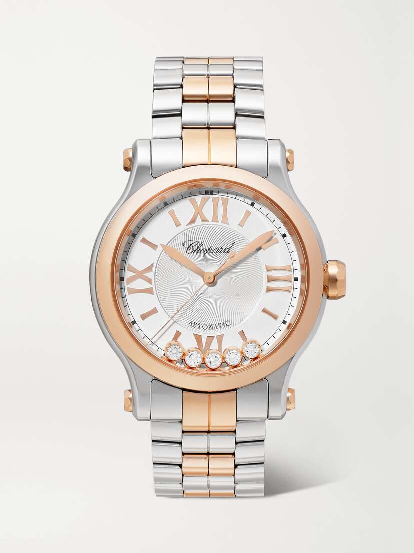 Chopard Happy Sport Automatic 33mm 18-karat Rose Gold, Stainless Steel And Diamond Watch
