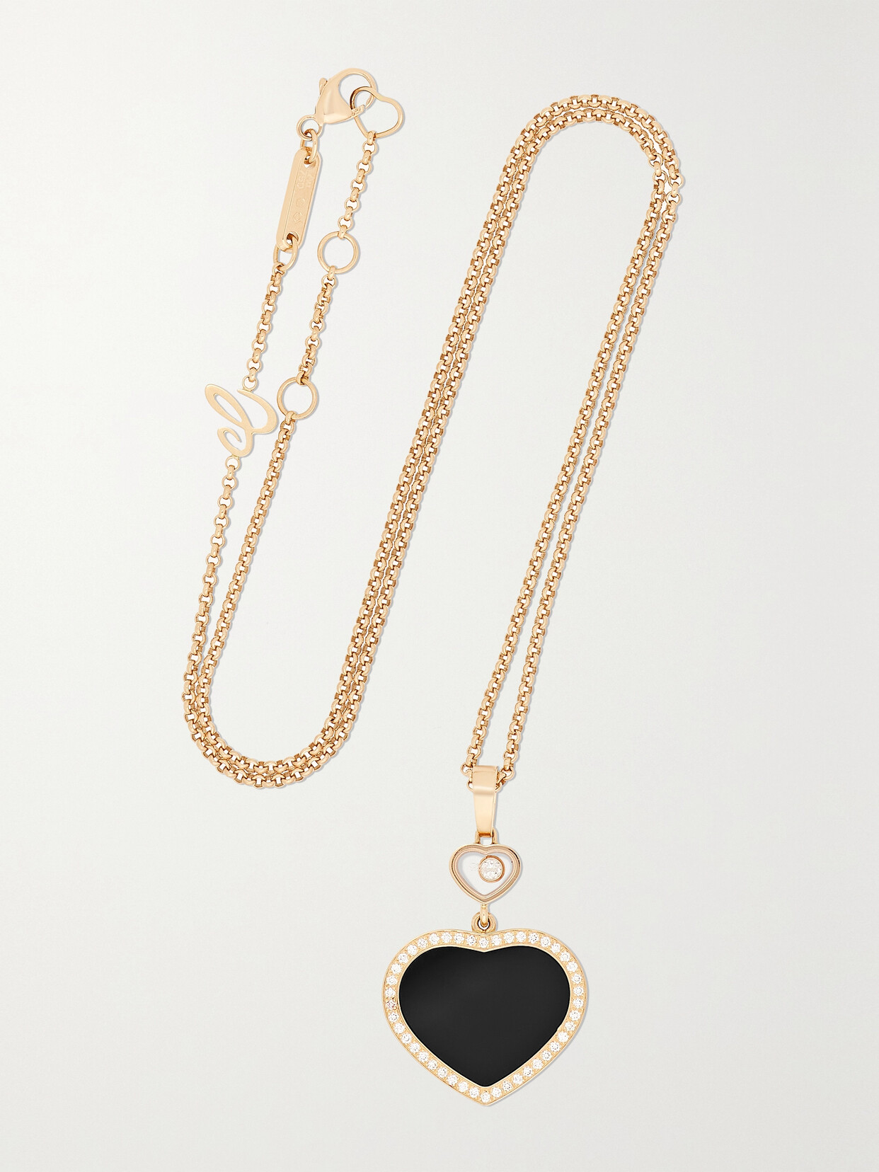 Chopard - Happy Hearts 18-karat Rose Gold, Onyx And Diamond Necklace - One size