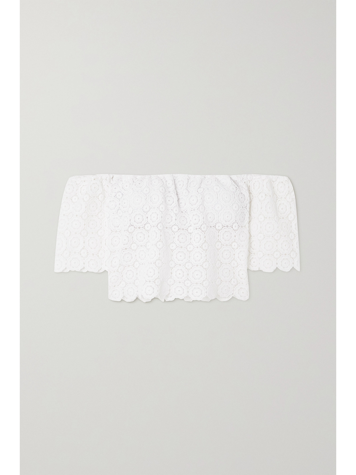 Miguelina Kela Off-the-shoulder Crocheted Cotton Top In White