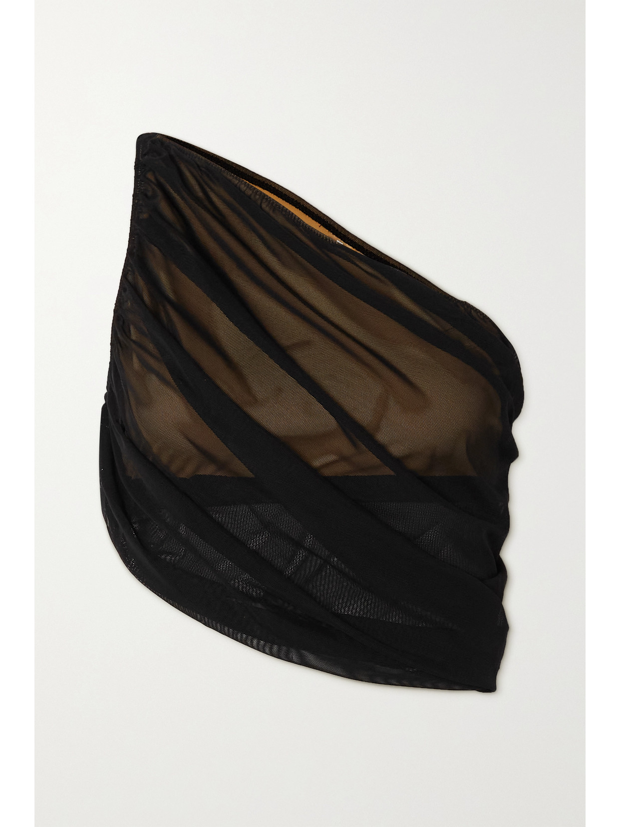 Shop Norma Kamali Diana One-shoulder Draped Bikini Top In Black