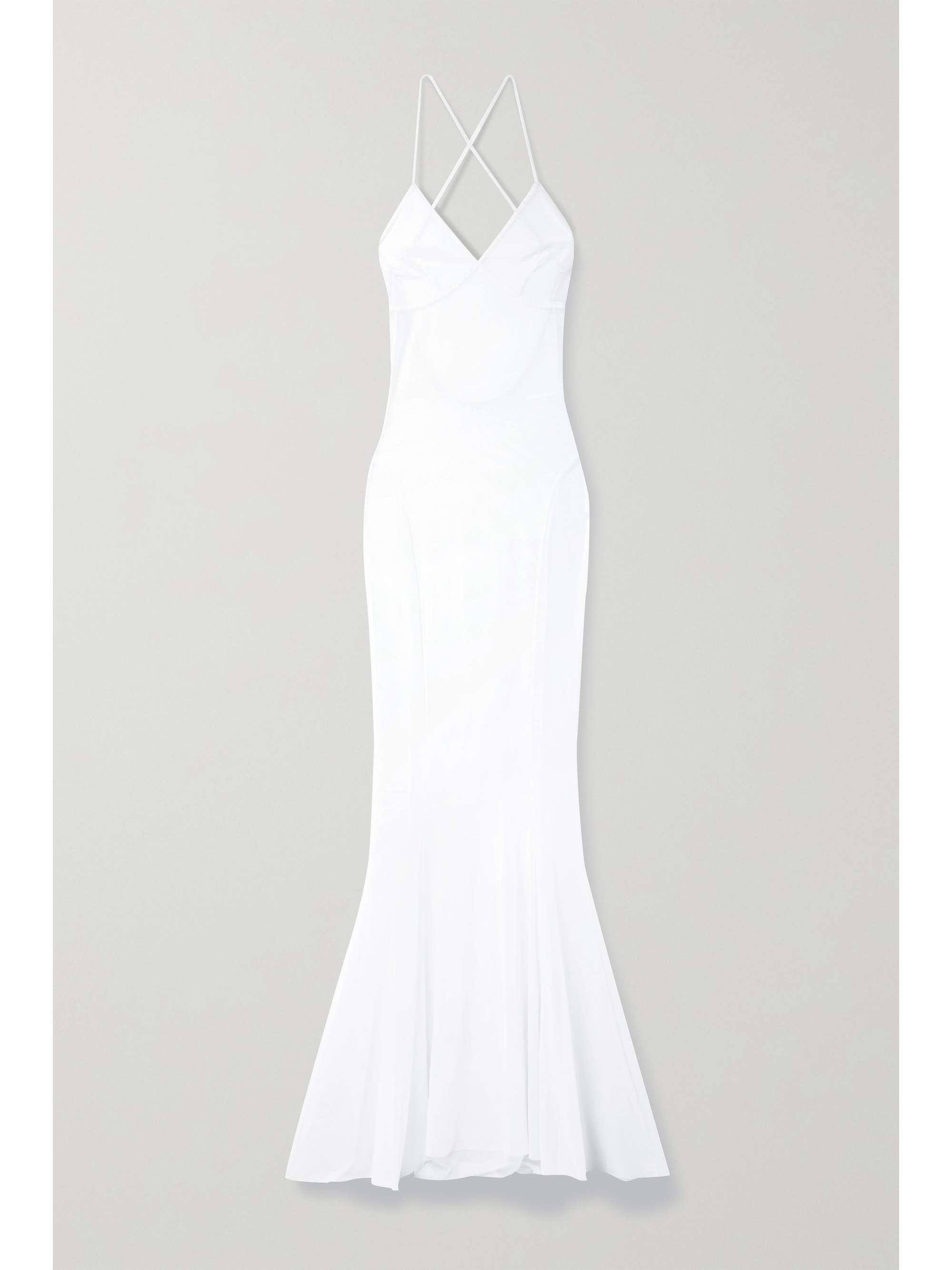 white fishtail gown