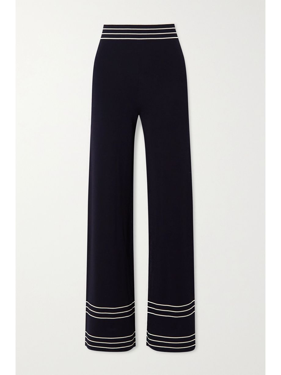 Navy Rowland striped knitted wideleg pants ODYSSEE