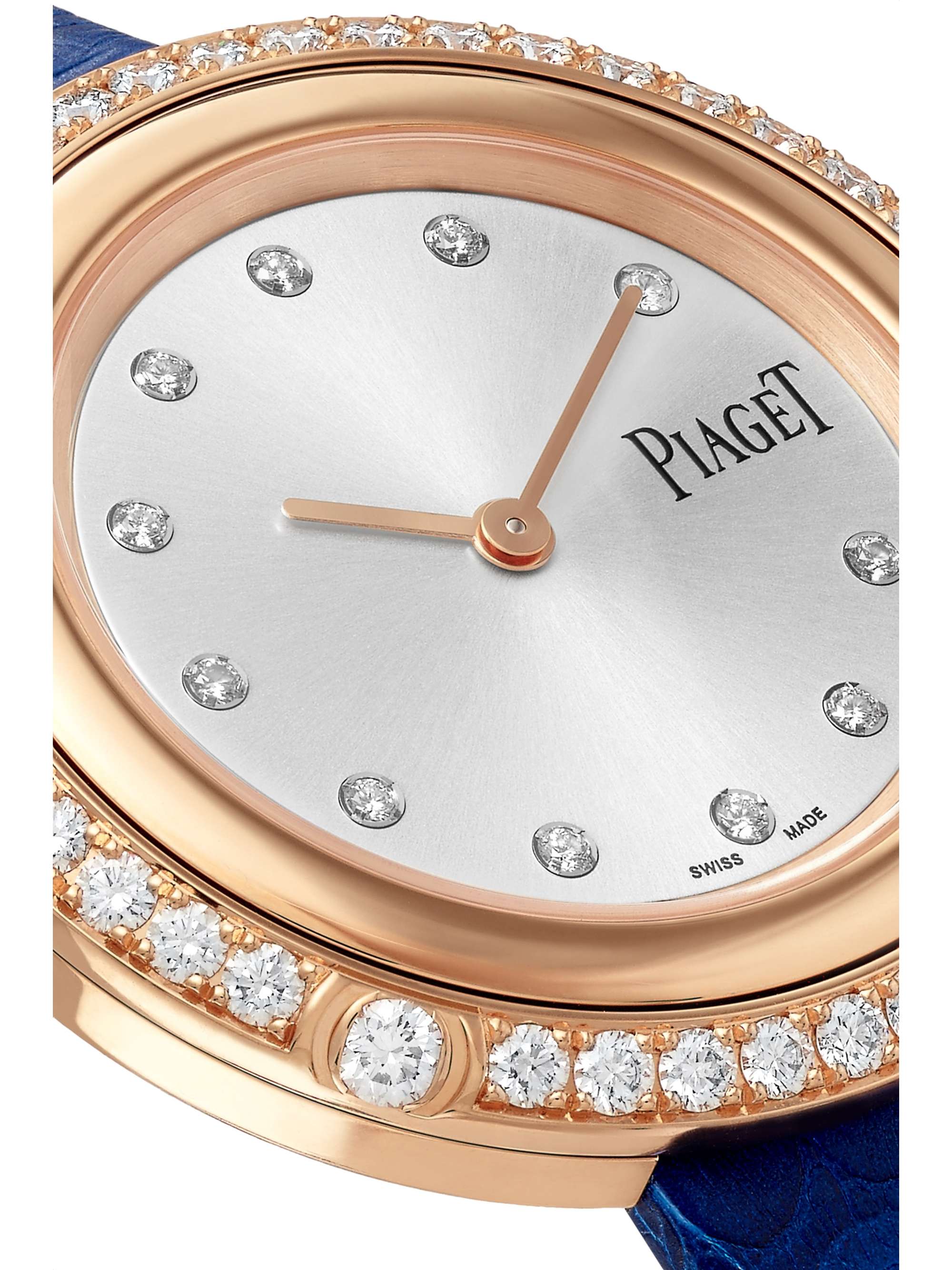 PIAGET Montre en or rose 18 carats (750/1000) et diamants à bracelet en alligator Possession 34 mm