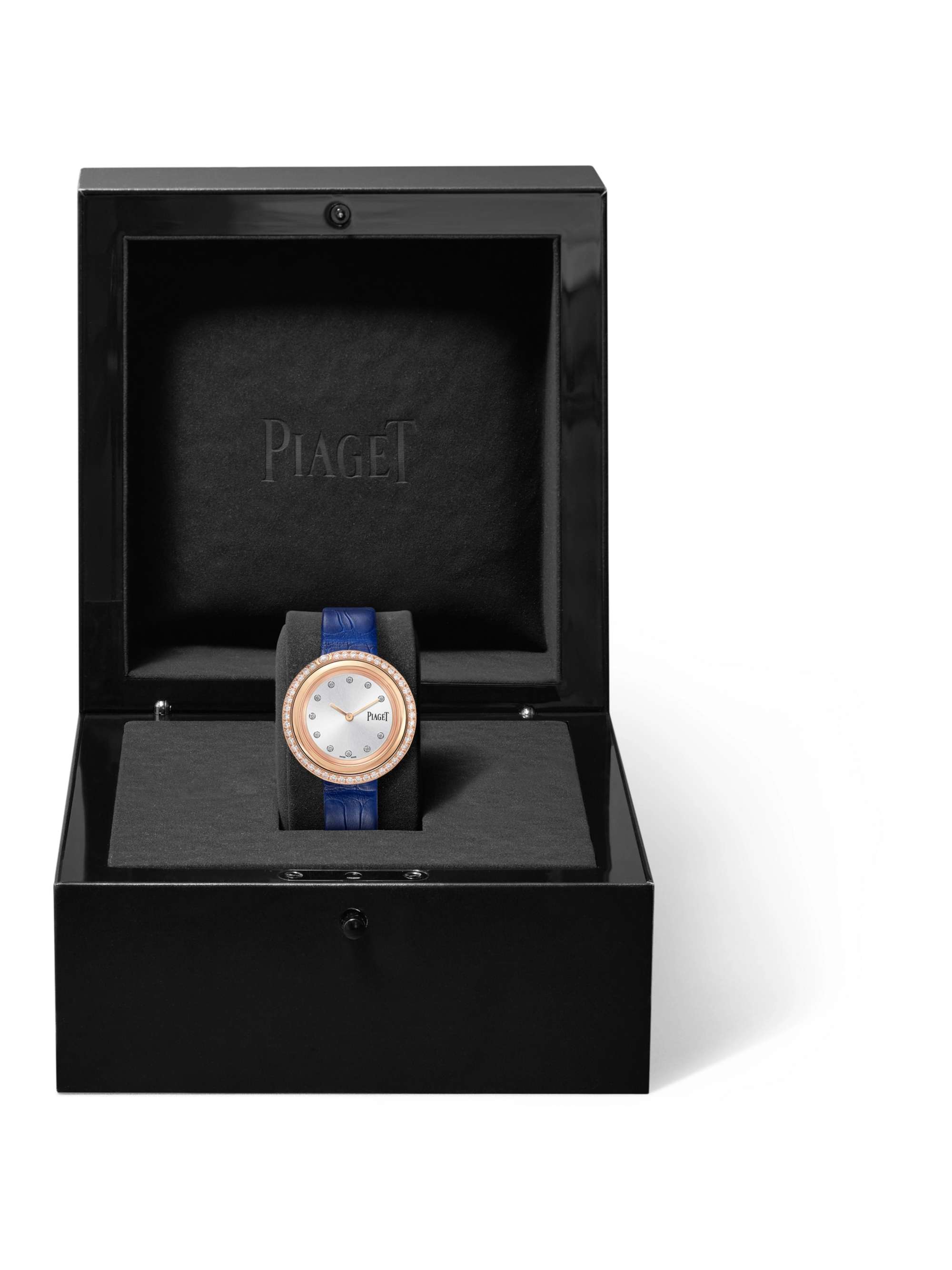 PIAGET Montre en or rose 18 carats (750/1000) et diamants à bracelet en alligator Possession 34 mm