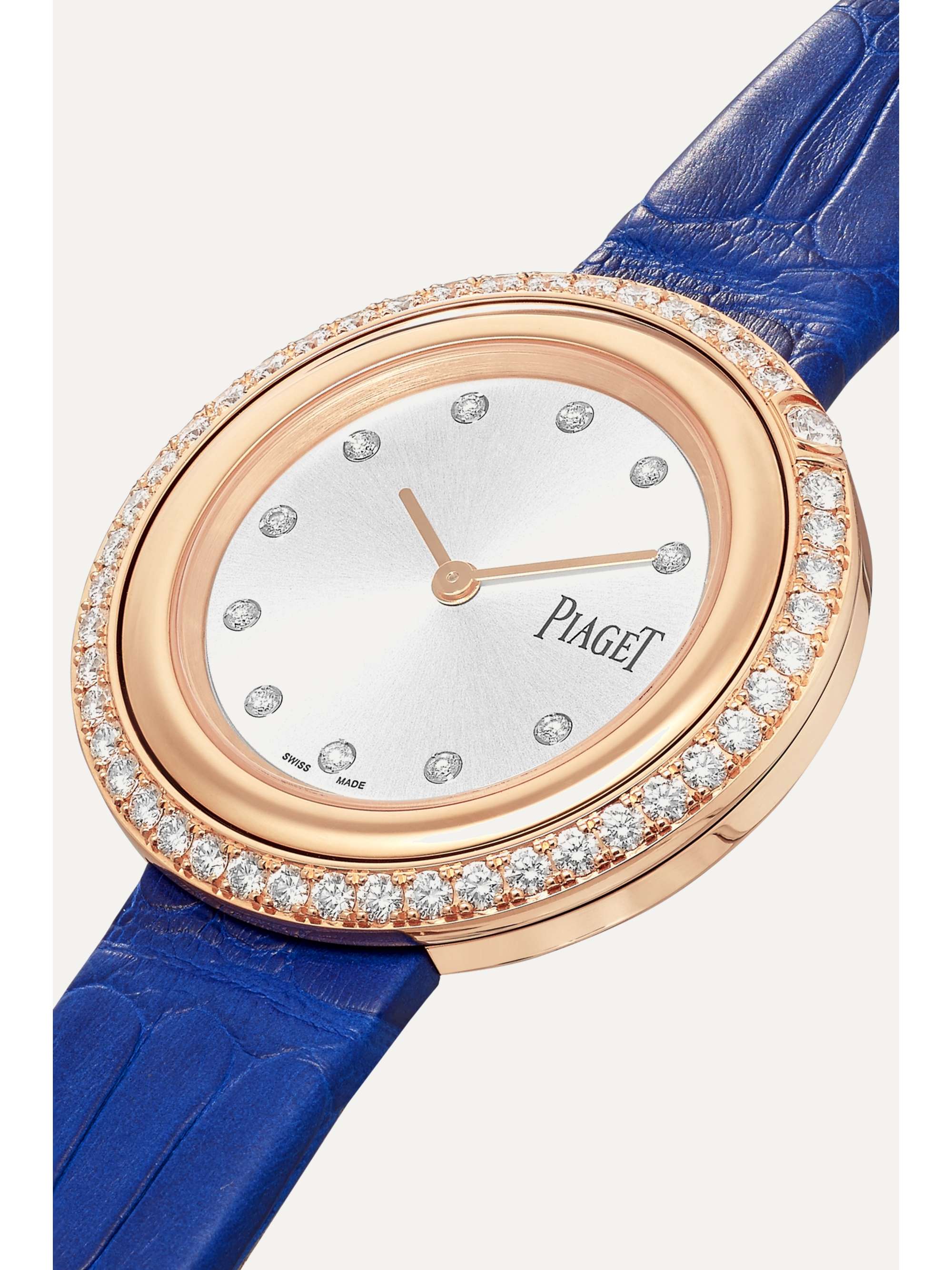 PIAGET Montre en or rose 18 carats (750/1000) et diamants à bracelet en alligator Possession 34 mm