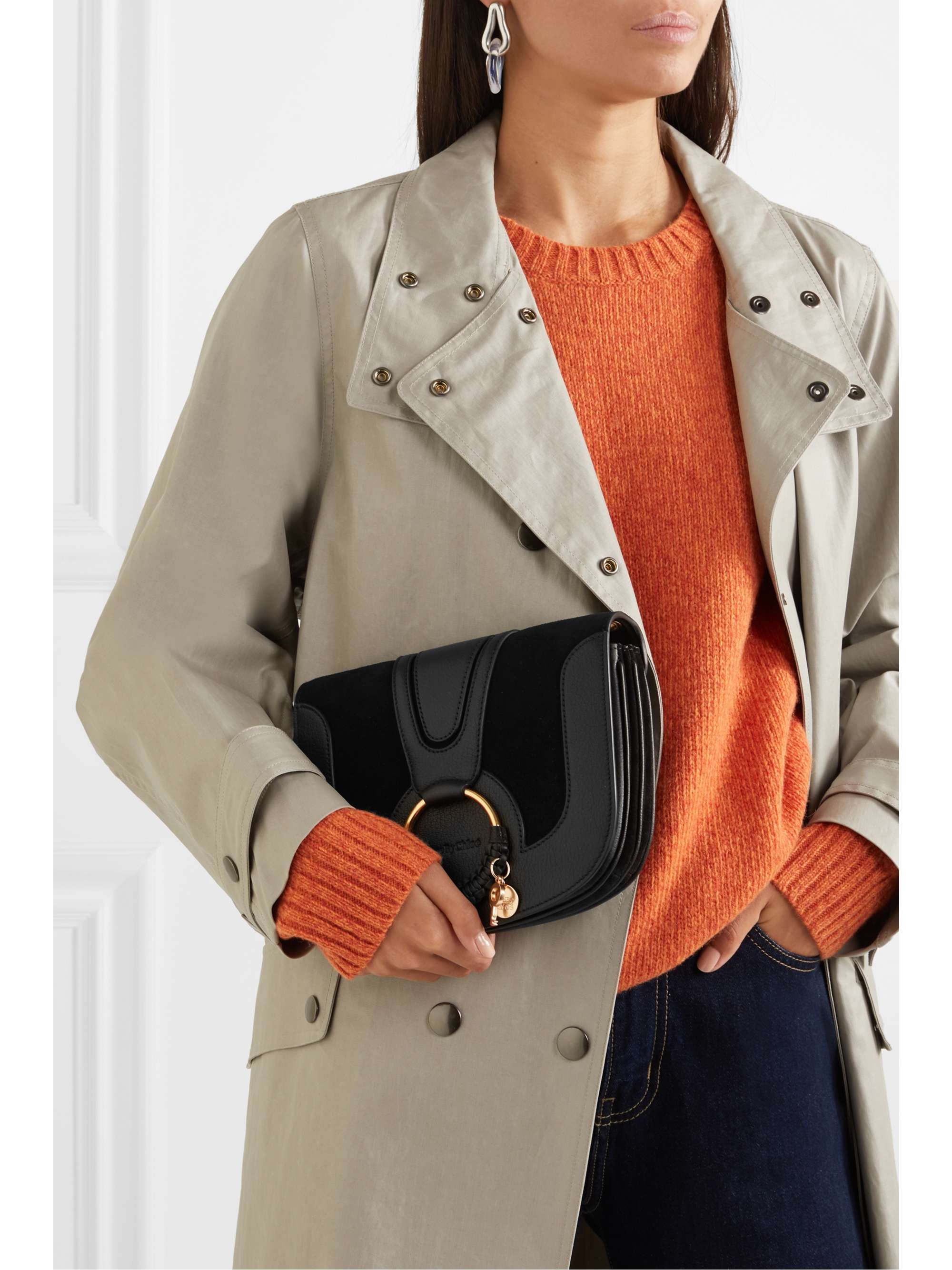 SEE BY CHLOÉ Hana small textured-leather and suede shoulder bag