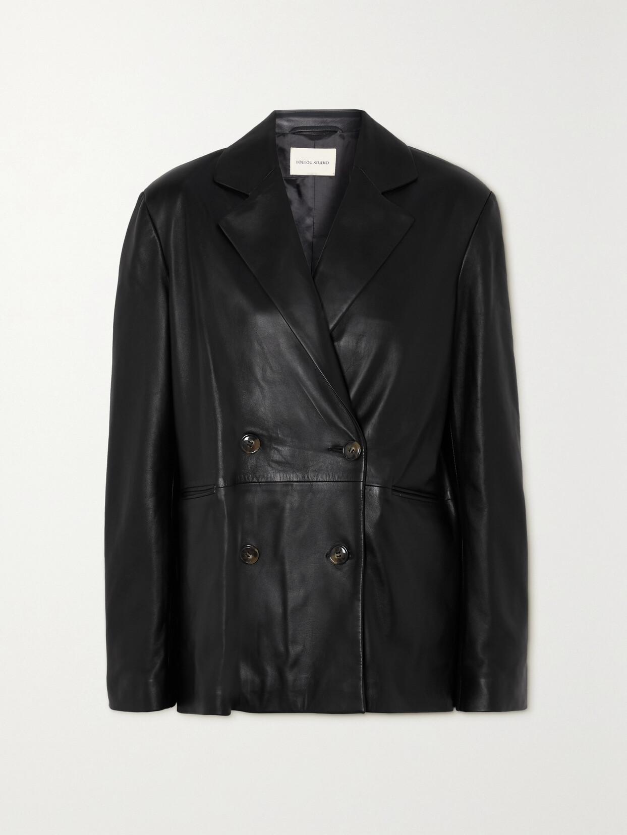 LOULOU STUDIO + NET SUSTAIN DAVAO DOUBLE-BREASTED LEATHER BLAZER