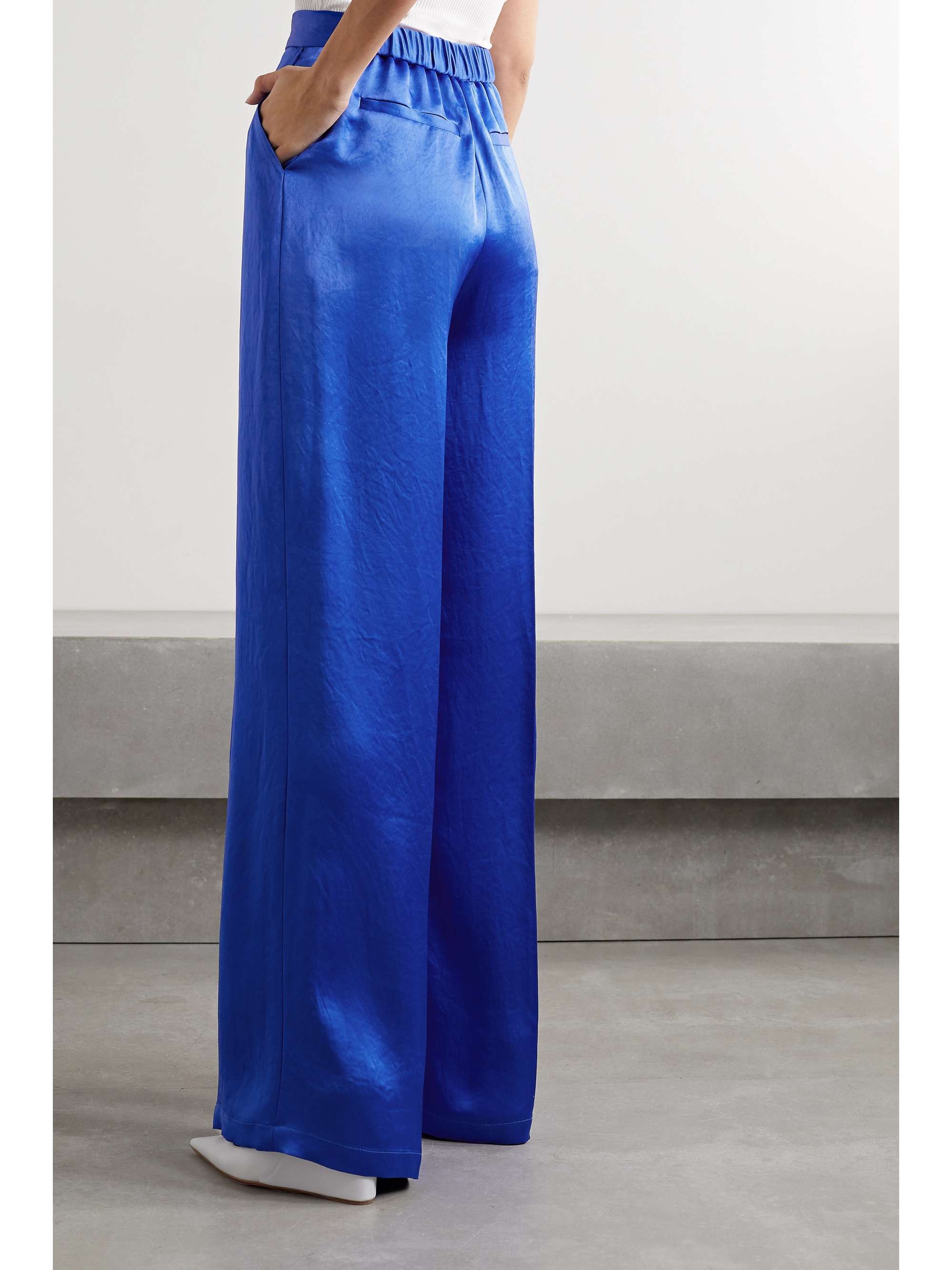 Royal blue Satin wide-leg pants 