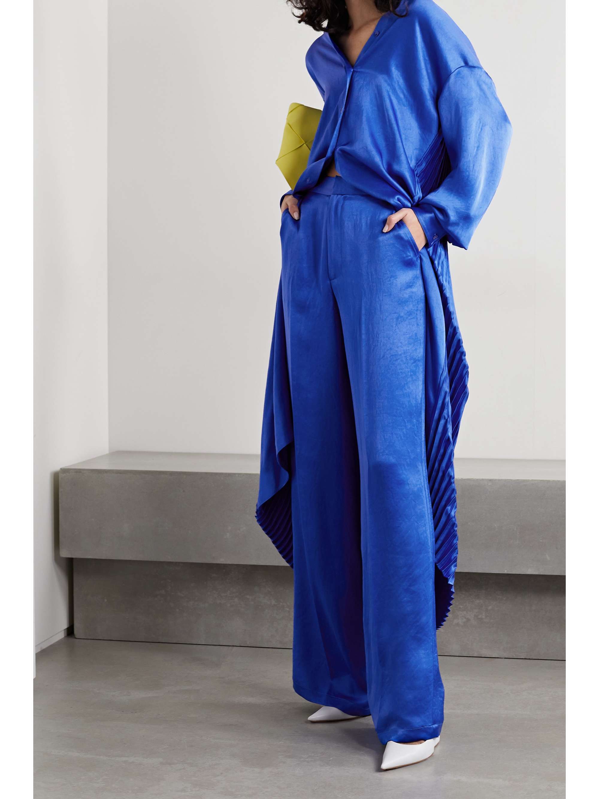 Royal blue Satin wide-leg pants 