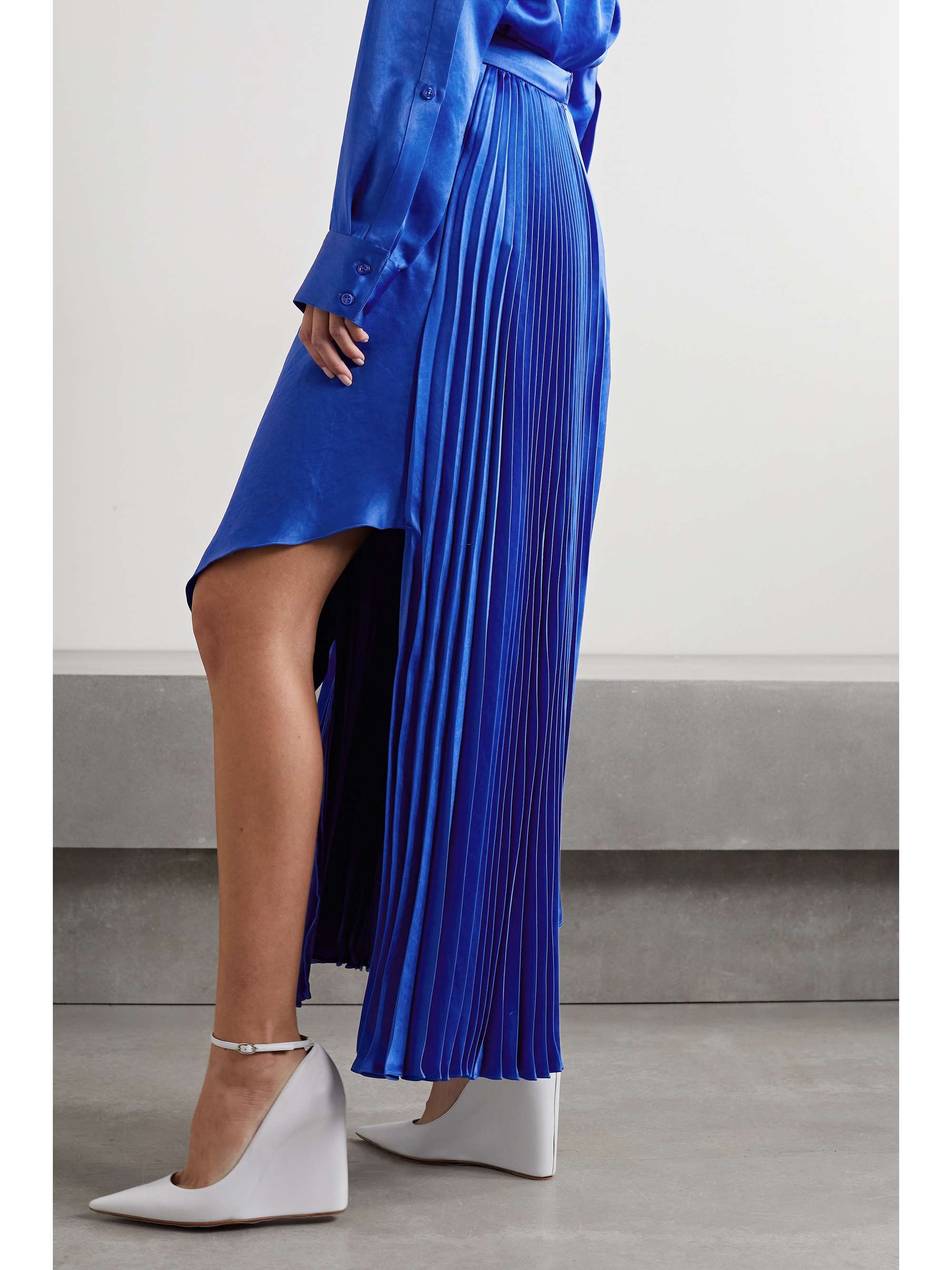 CHRISTOPHER JOHN ROGERS Asymmetric pleated satin skirt