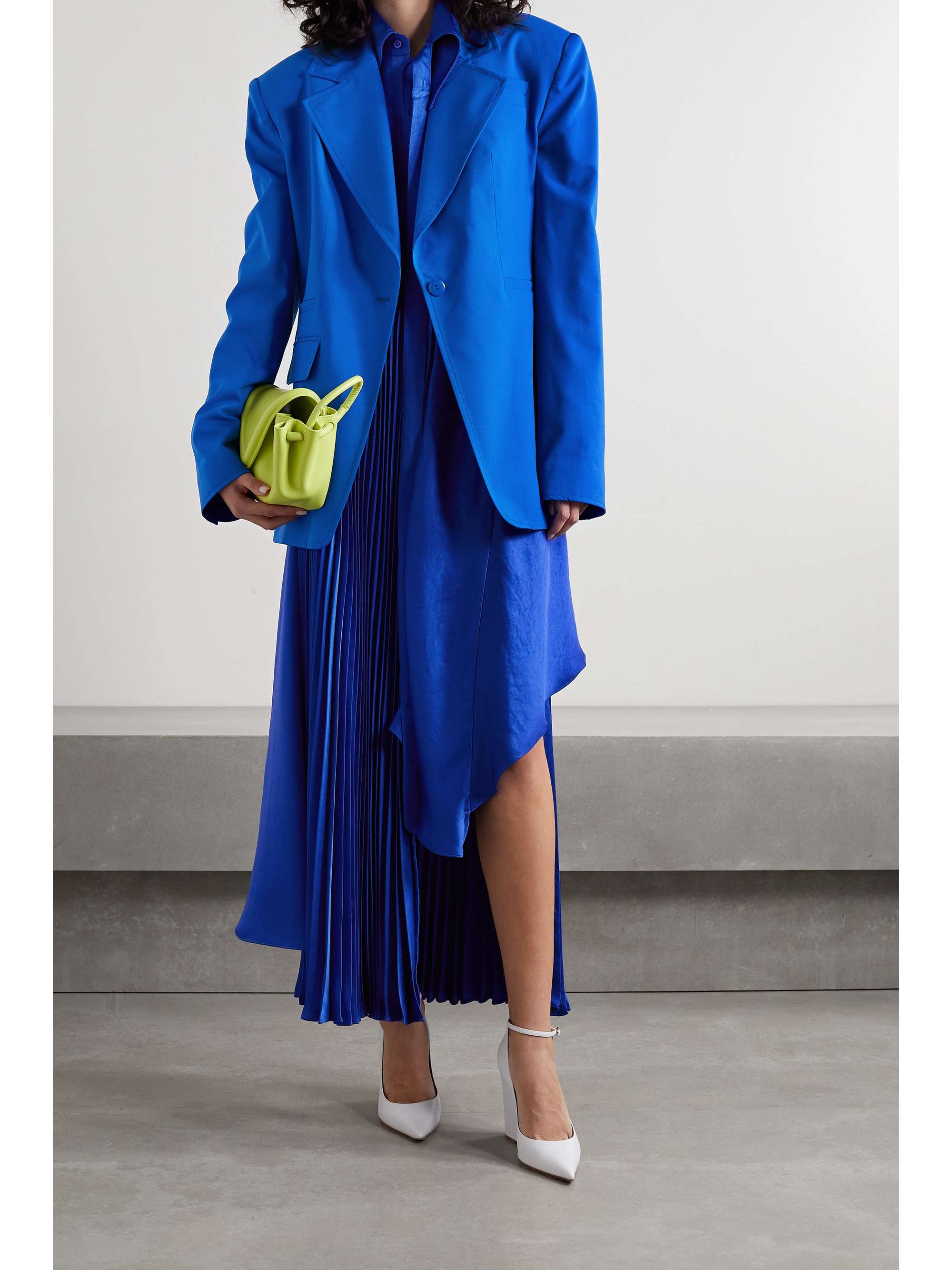 CHRISTOPHER JOHN ROGERS Asymmetric pleated satin skirt