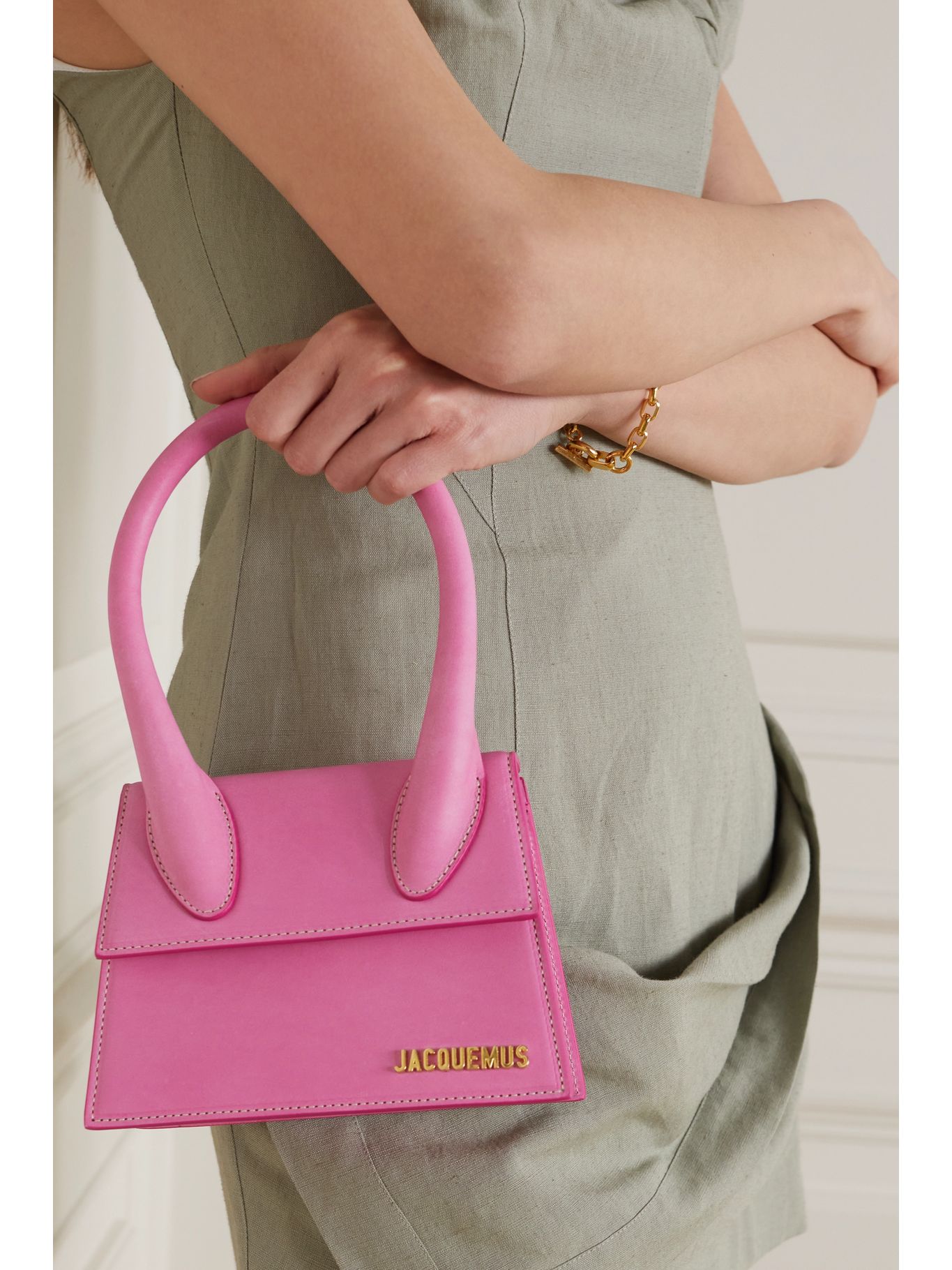 Pink Le Chiquito Moyen leather shoulder bag JACQUEMUS NETAPORTER
