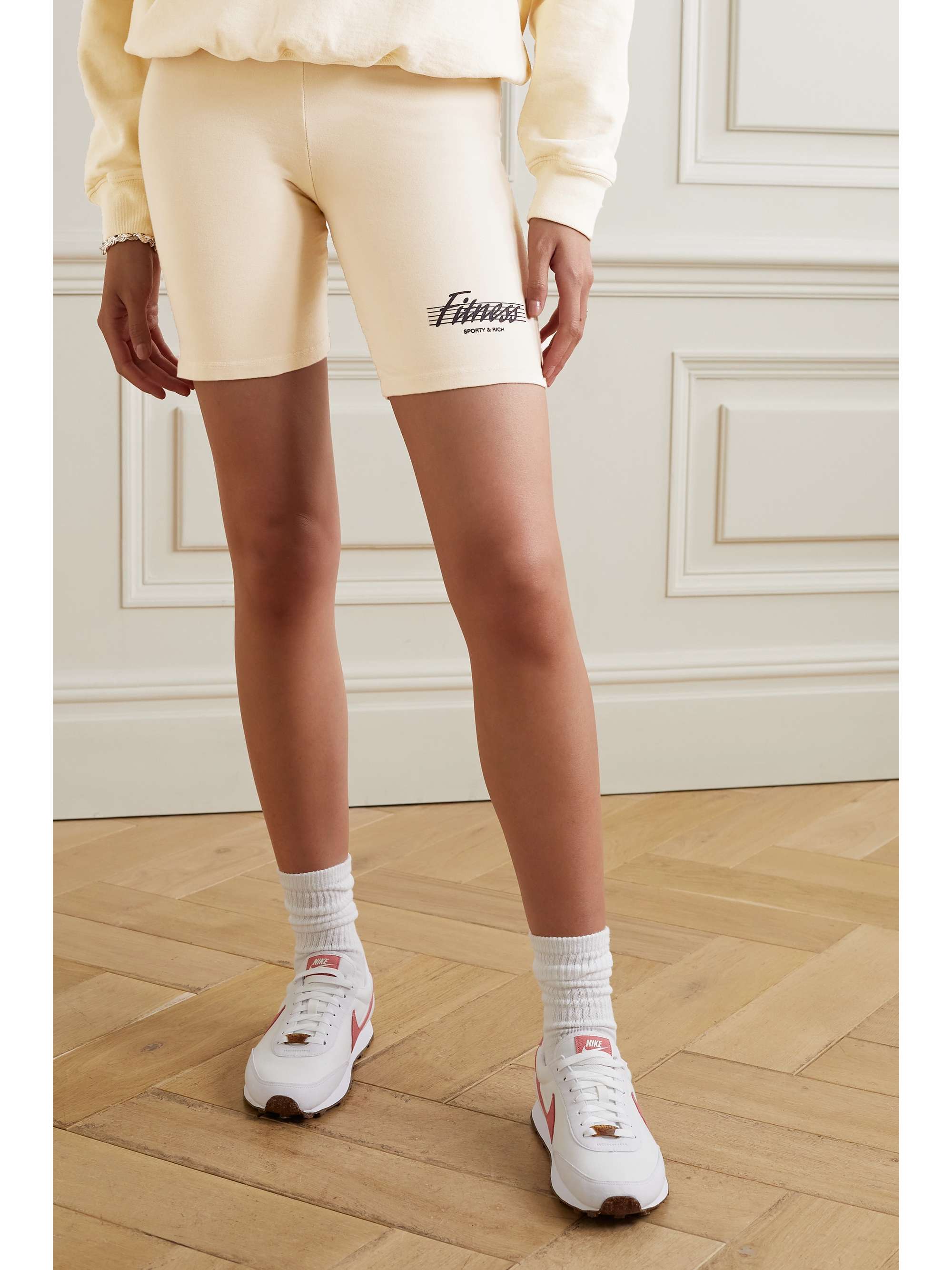 SPORTY & RICH Printed cotton-jersey shorts