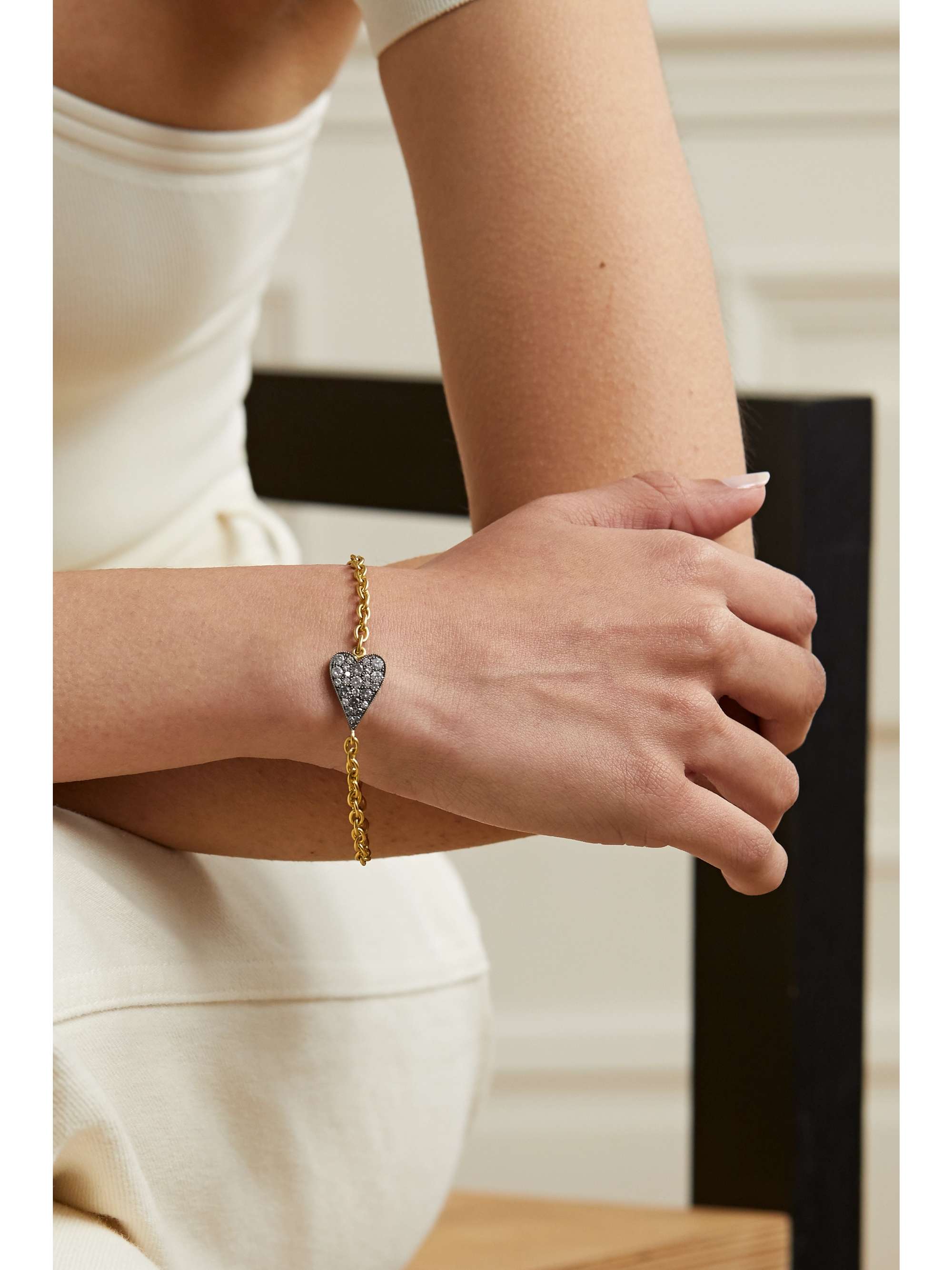 SYLVA & CIE 18-karat gold, sterling silver and diamond bracelet