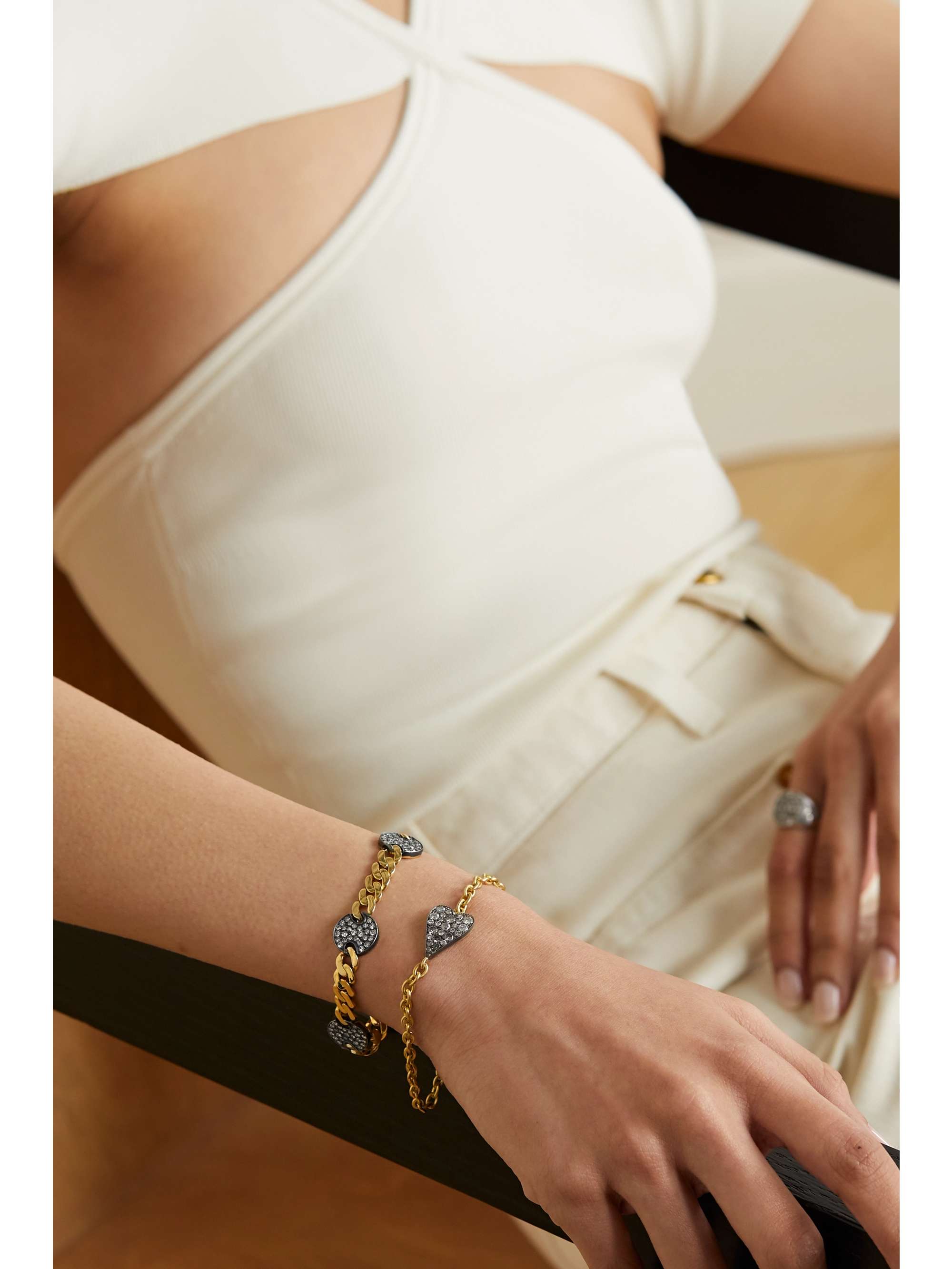 SYLVA & CIE 18-karat gold, sterling silver and diamond bracelet