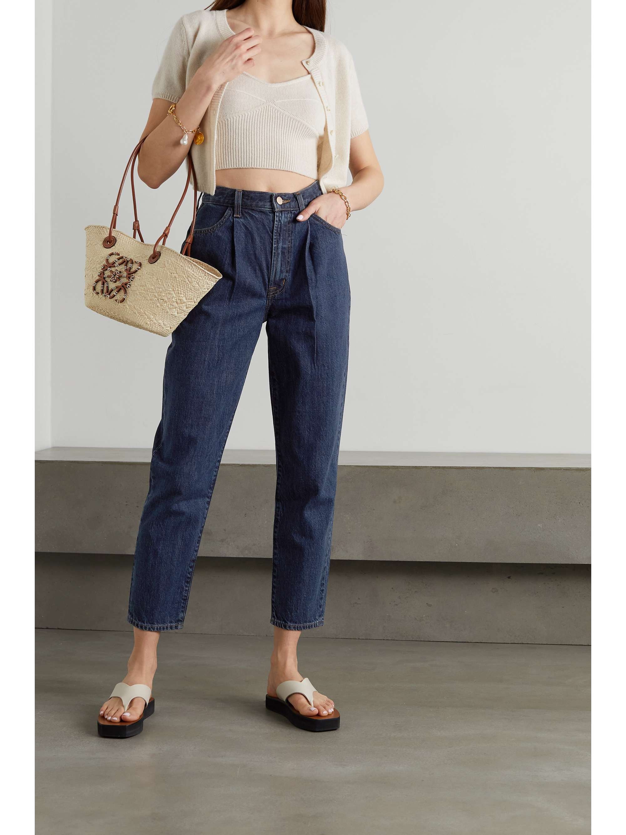 J BRAND Peg pleated high-rise tapered jeans