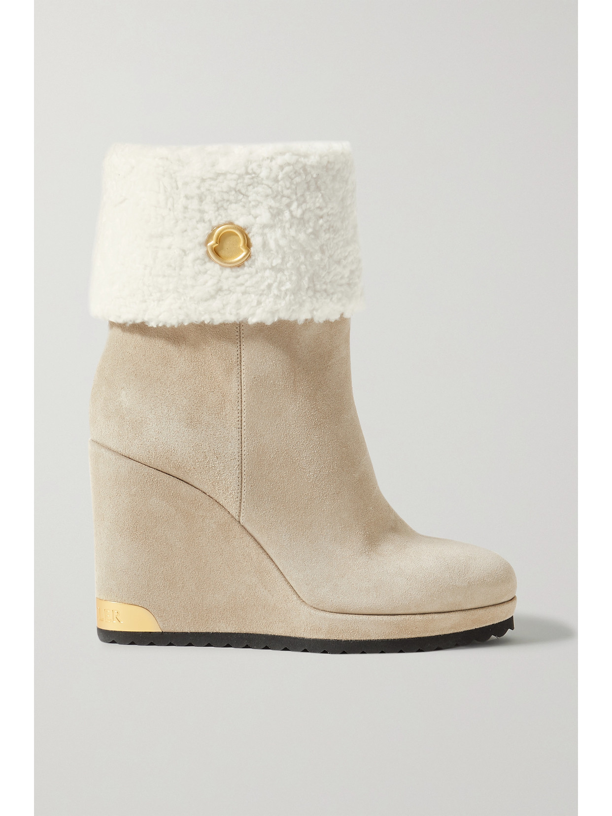 tan suede wedge booties